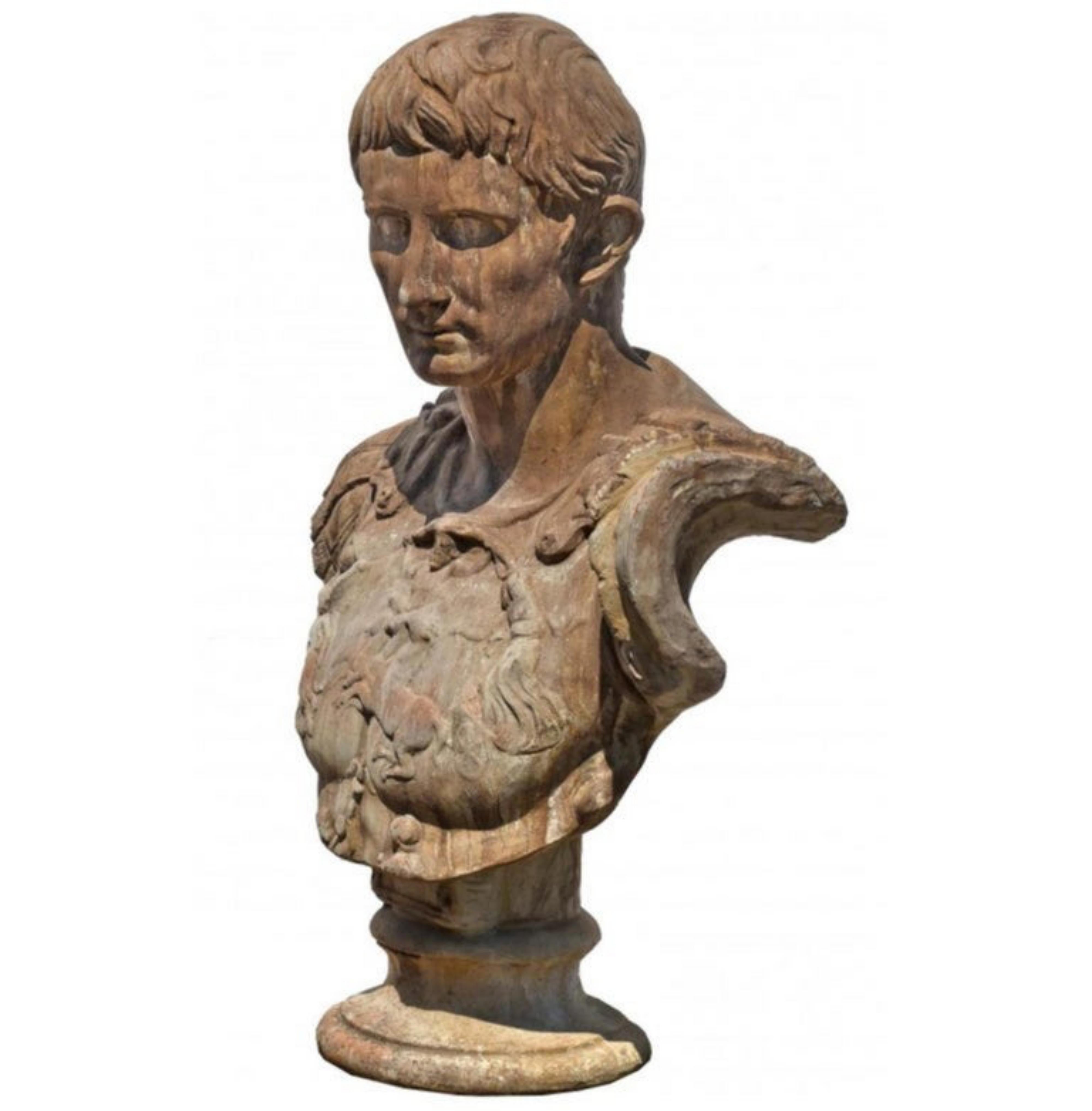 Fait main Buste Cesare Ottaviano en terre cuite, école italienne, début du 20ème siècle en vente