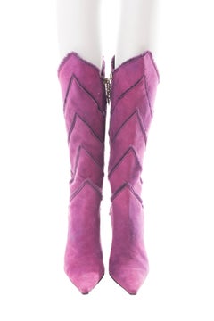 Cesare Paciotti F/W 2002 purple sheepskin fur boots