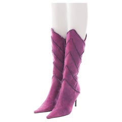 Used Cesare Paciotti F/W 2002 purple sheepskin fur boots