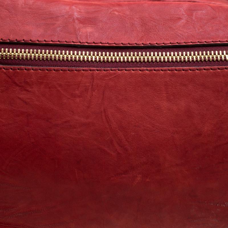 Brown Cesare Paciotti Red Leather Satchel For Sale