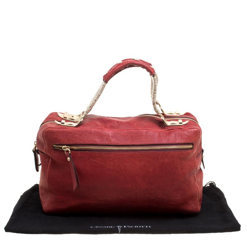 Cesare Paciotti Red Leather Satchel