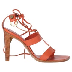 Cesare Paciotti Vintage Orange 90s high-heeled sandals with wooden heels