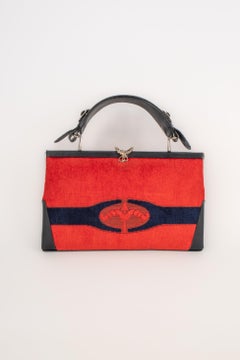 Cesare Piccini - Borsa in velluto blu e rosso - Tiny