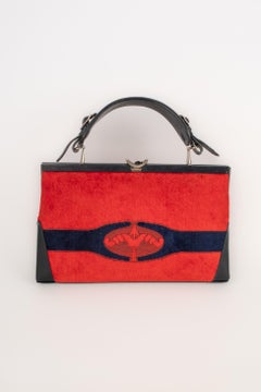 Cesare Piccini Blue and Red Velvet Tiny Bag