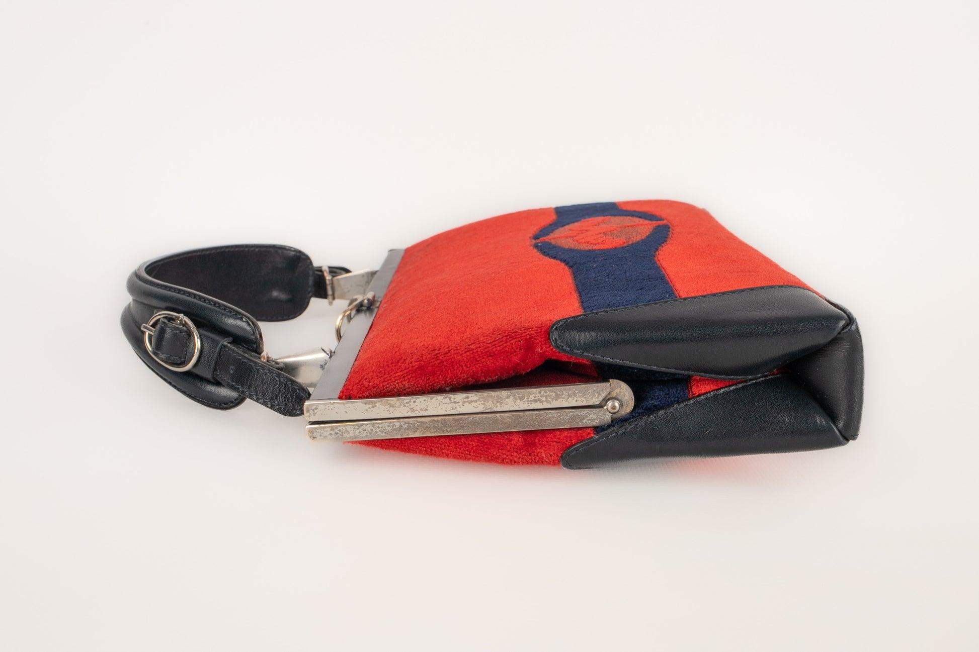 Gris Sac en velours bleu et rouge de Cesare Piccini en vente