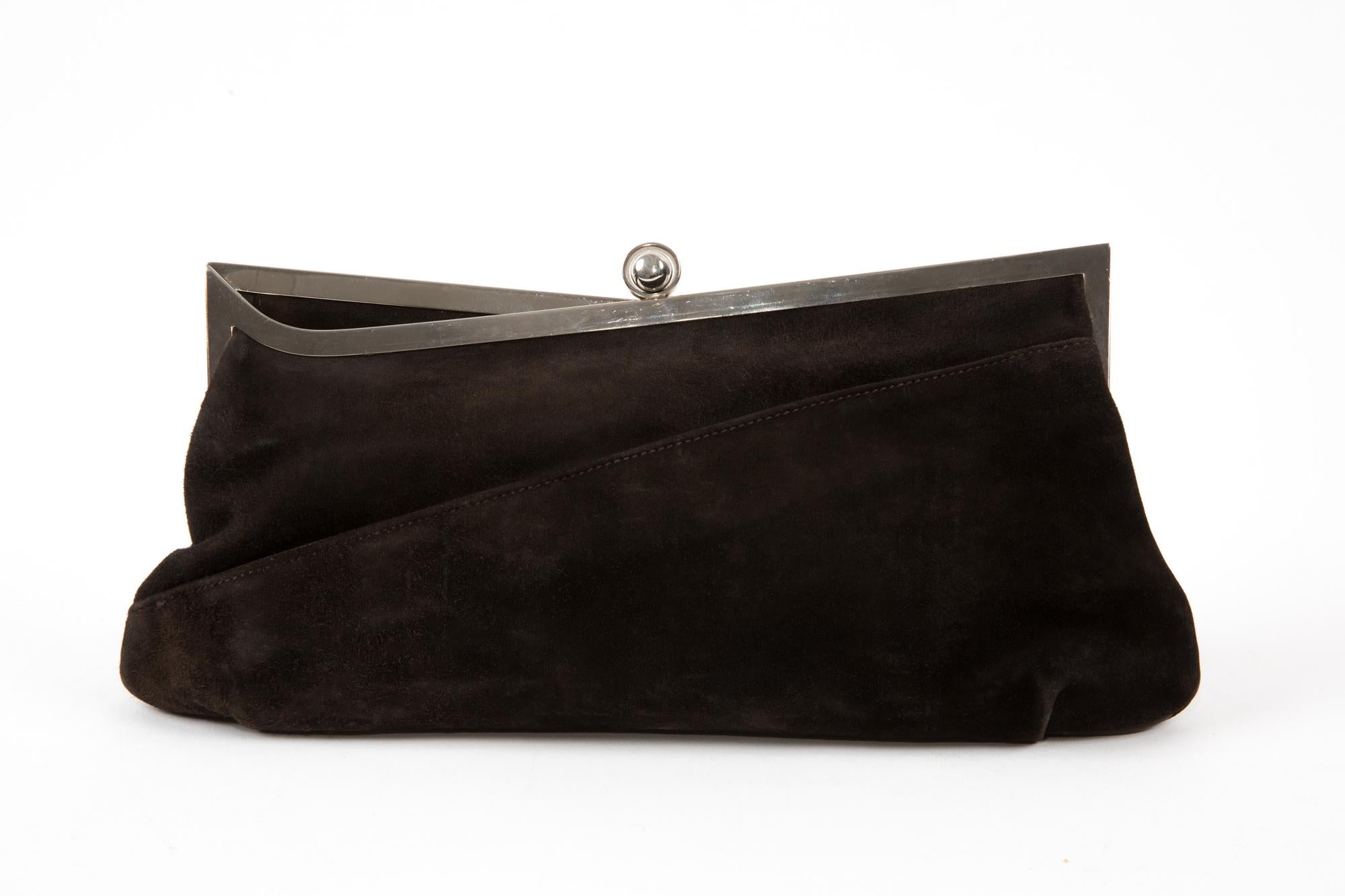 Cesare Piccini Brown Suede Leather Clutch Bag  For Sale 3