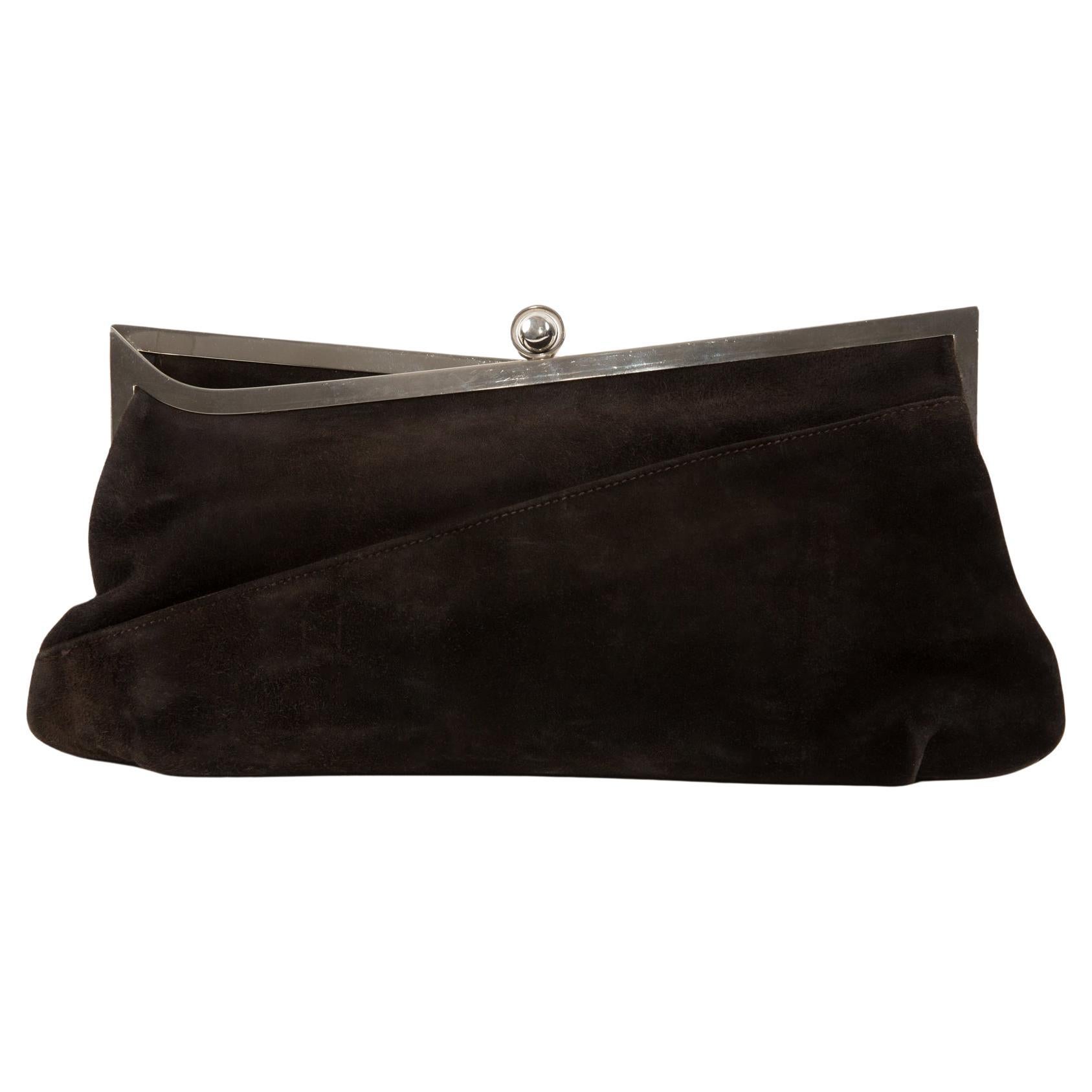Cesare Piccini Brown Suede Leather Clutch Bag  For Sale