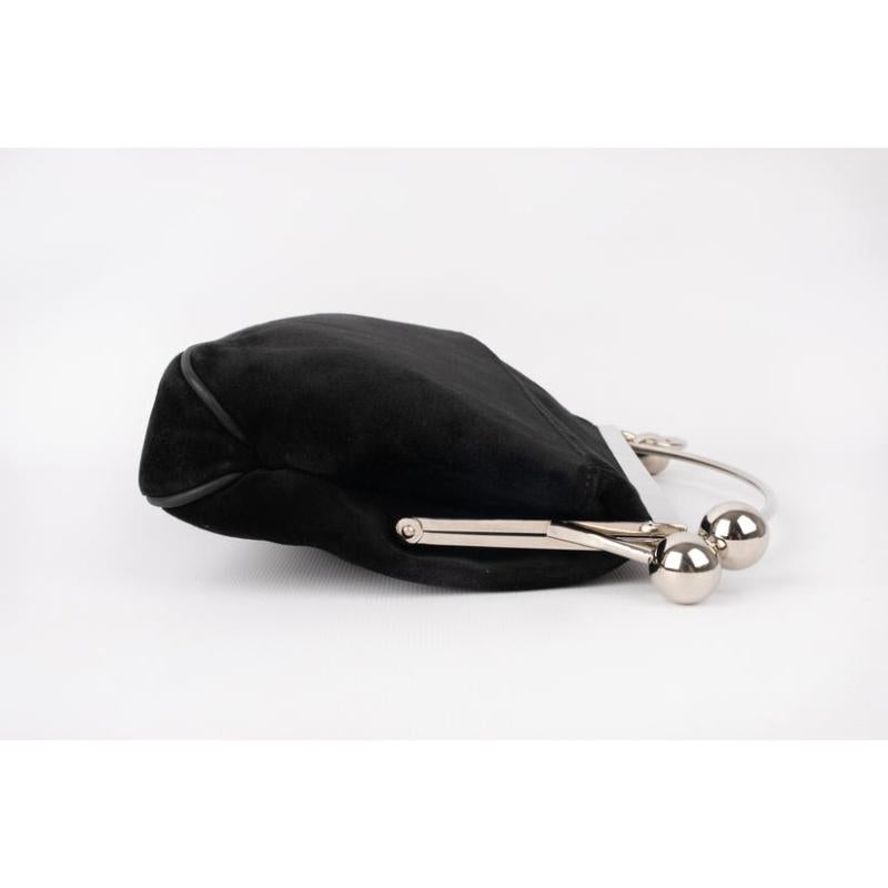 Cesare Puccini Black Suede Bag In Good Condition For Sale In SAINT-OUEN-SUR-SEINE, FR
