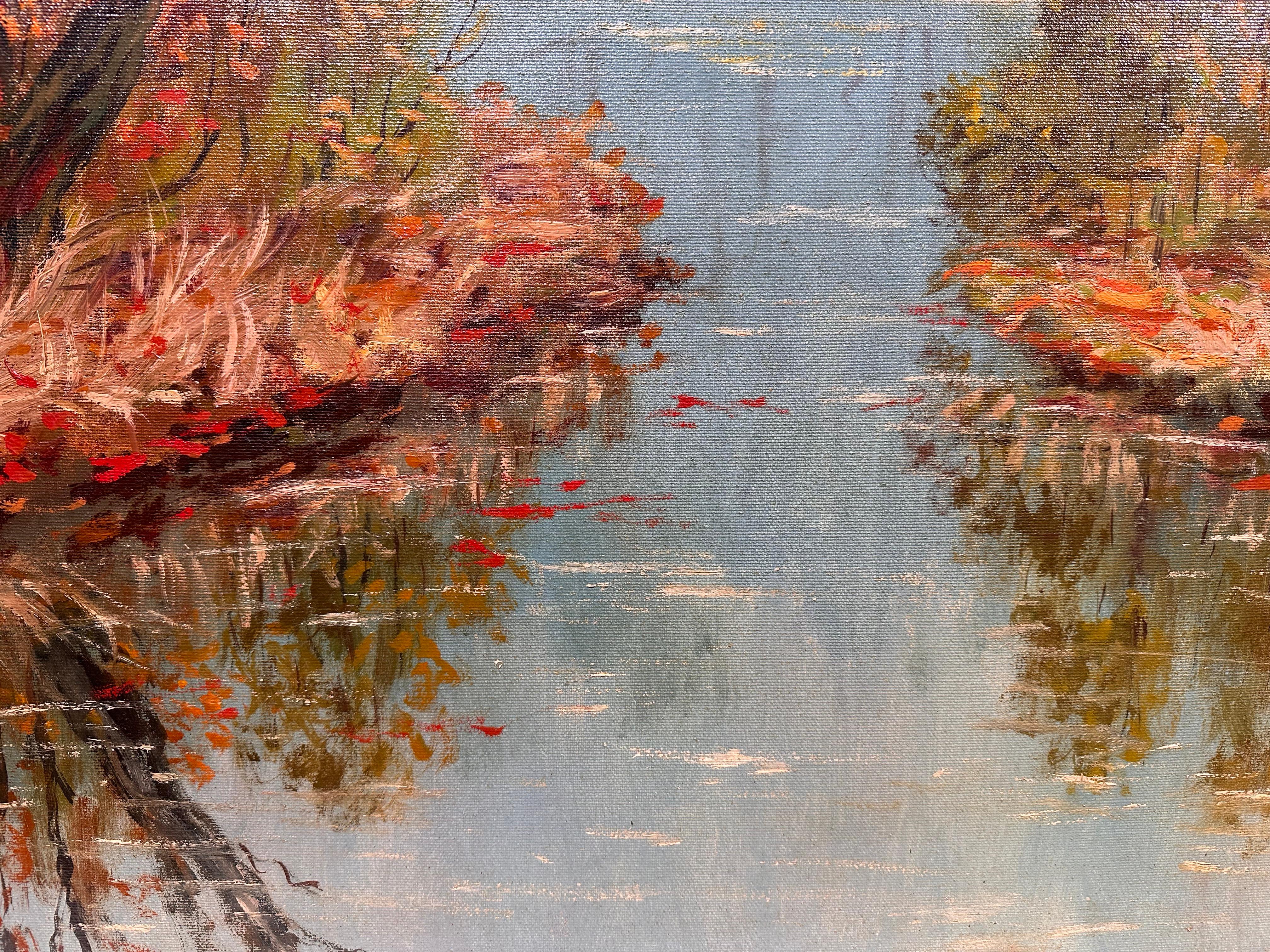 Paysage d'automne (New Hope PA) - Impressionnisme américain Painting par Cesare Ricciardi