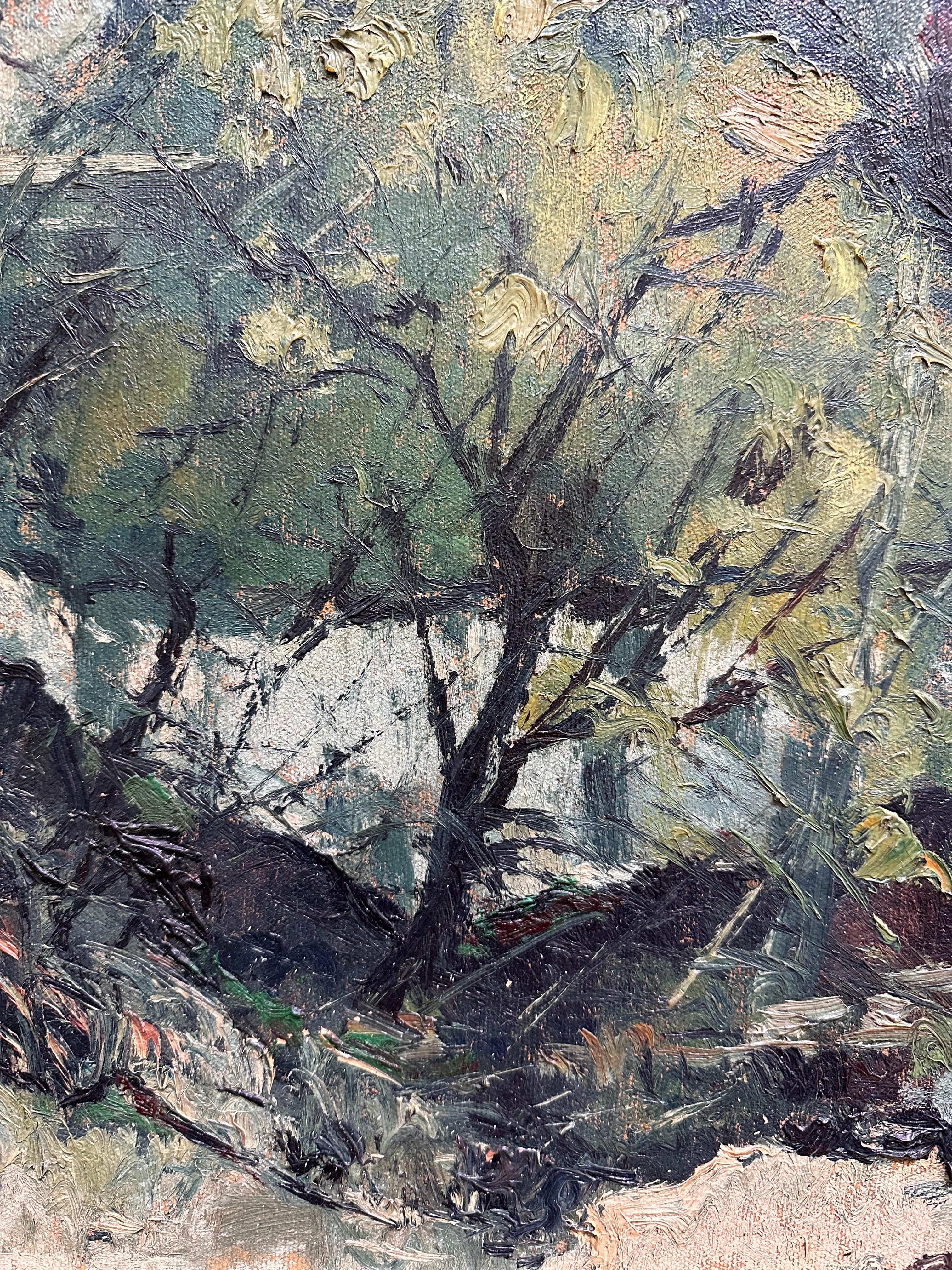 Cesare Ricciardi (1882-1973). Paisaje de otoño (Nueva Esperanza), 1938. Óleo sobre lienzo, 27 x 26 pulgadas, 31 x 30 pulgadas enmarcado. Firmado y fechado abajo a la derecha. Estado excelente y limpio. 