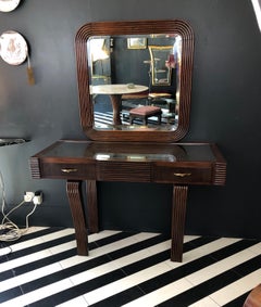 Cesare Scocimarro Art Deco Dressing Table Set Newly Upholstered in Rose Pink