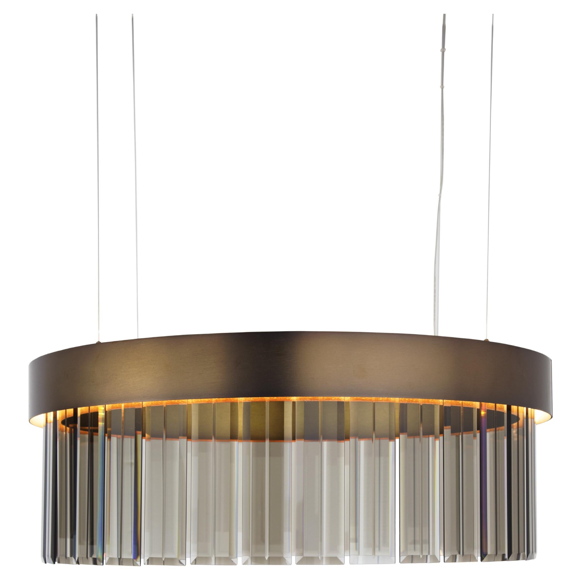 Cesare suspension lamp with brushed bronze frame and bronze glasses in vendita