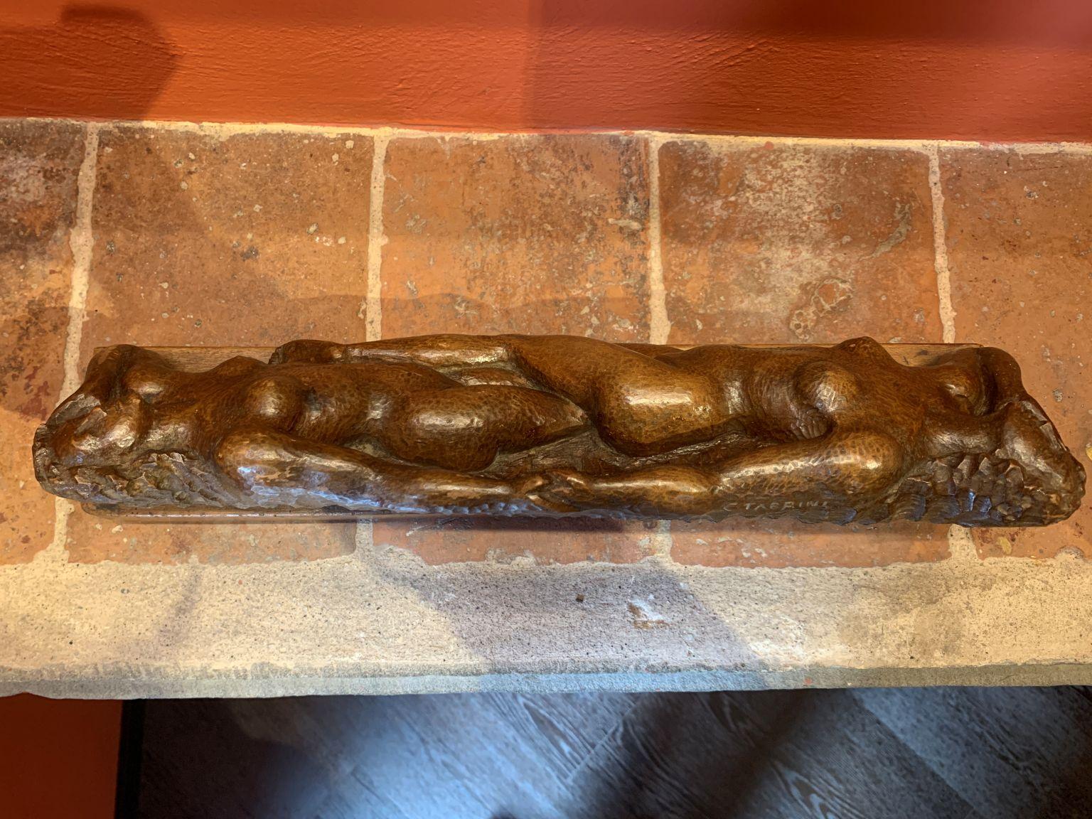 Scultura figurativa allegoria nudo femminile toscano del XX secolo in legno - Sculpture de Cesare Tarrini