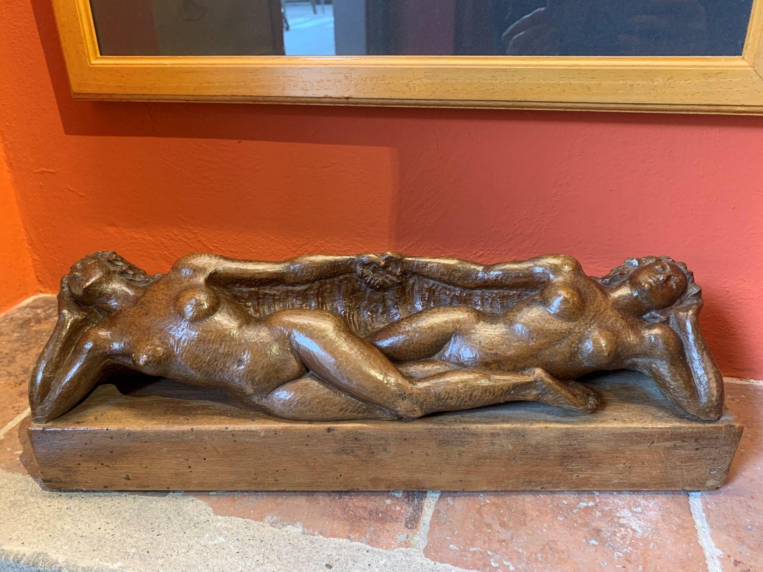 Scultura figurativa allegoria nudo femminile toscano del XX secolo in legno en venta 4