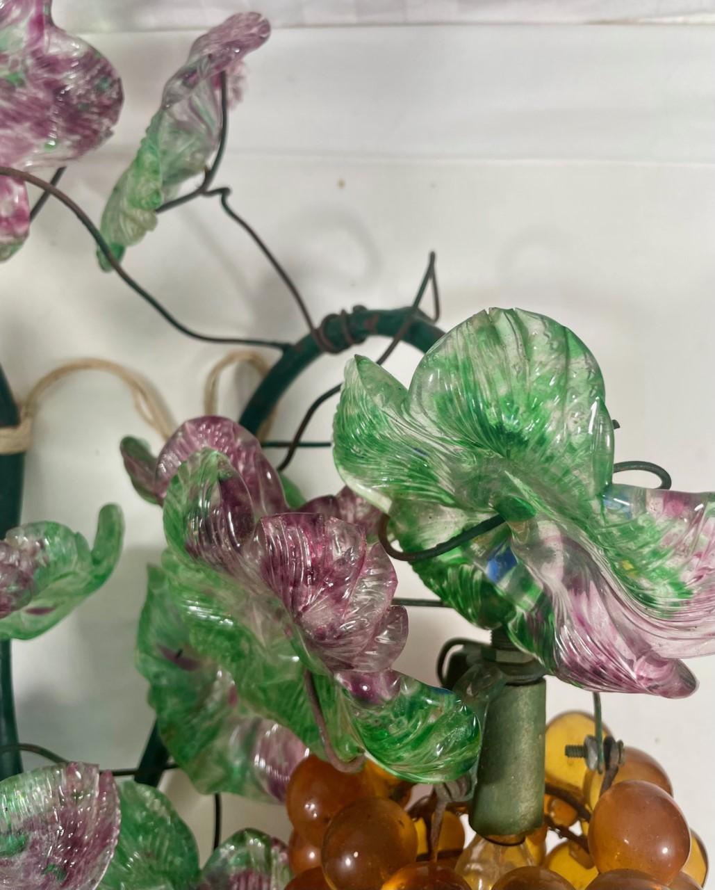 Late 20th Century Cesare Toso Murano Venice Glass Grape Vine Wall Sconce Art Nouveau Style