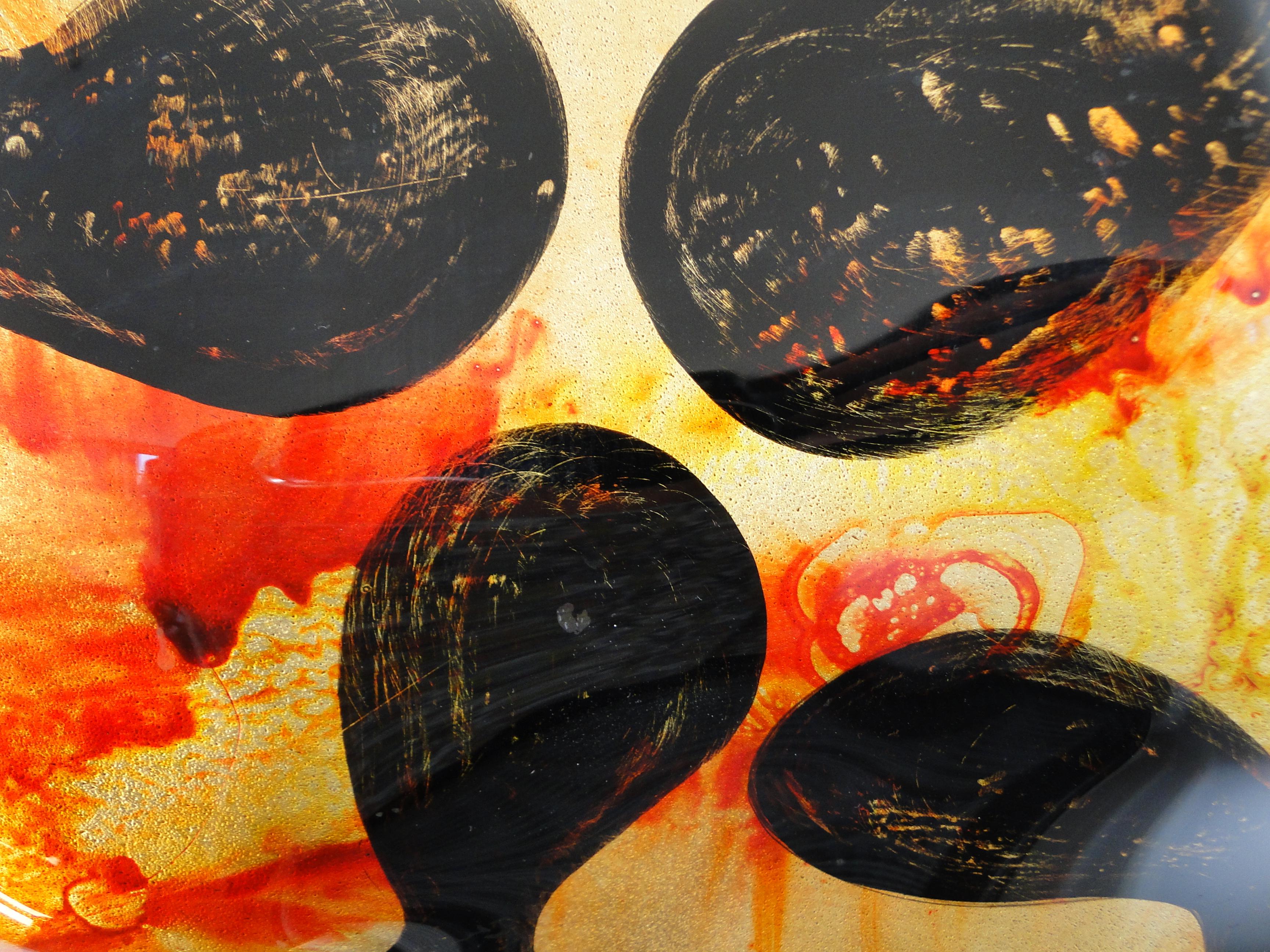 Applique murale décorative Cesart en verre peint et peint en forme d'assiette ronde avec motifs floraux Bon état - En vente à Lège Cap Ferret, FR