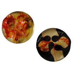 Cesart Pintura Pintada Cristal Redondo Escultural Placa Decoración Pared Aplique Lámpara