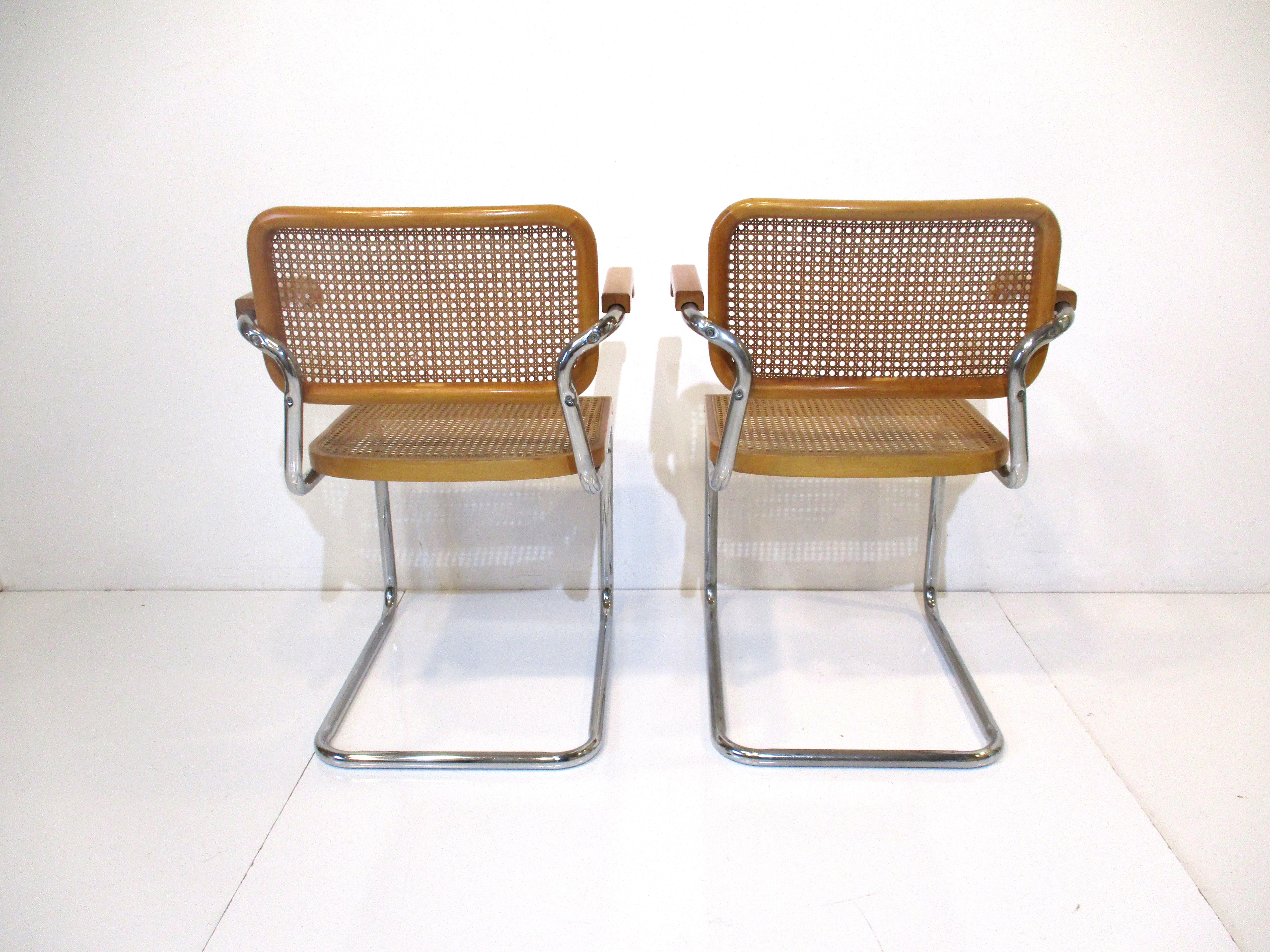International Style Cesca Arm Chairs by Marcel Breuer Italy 