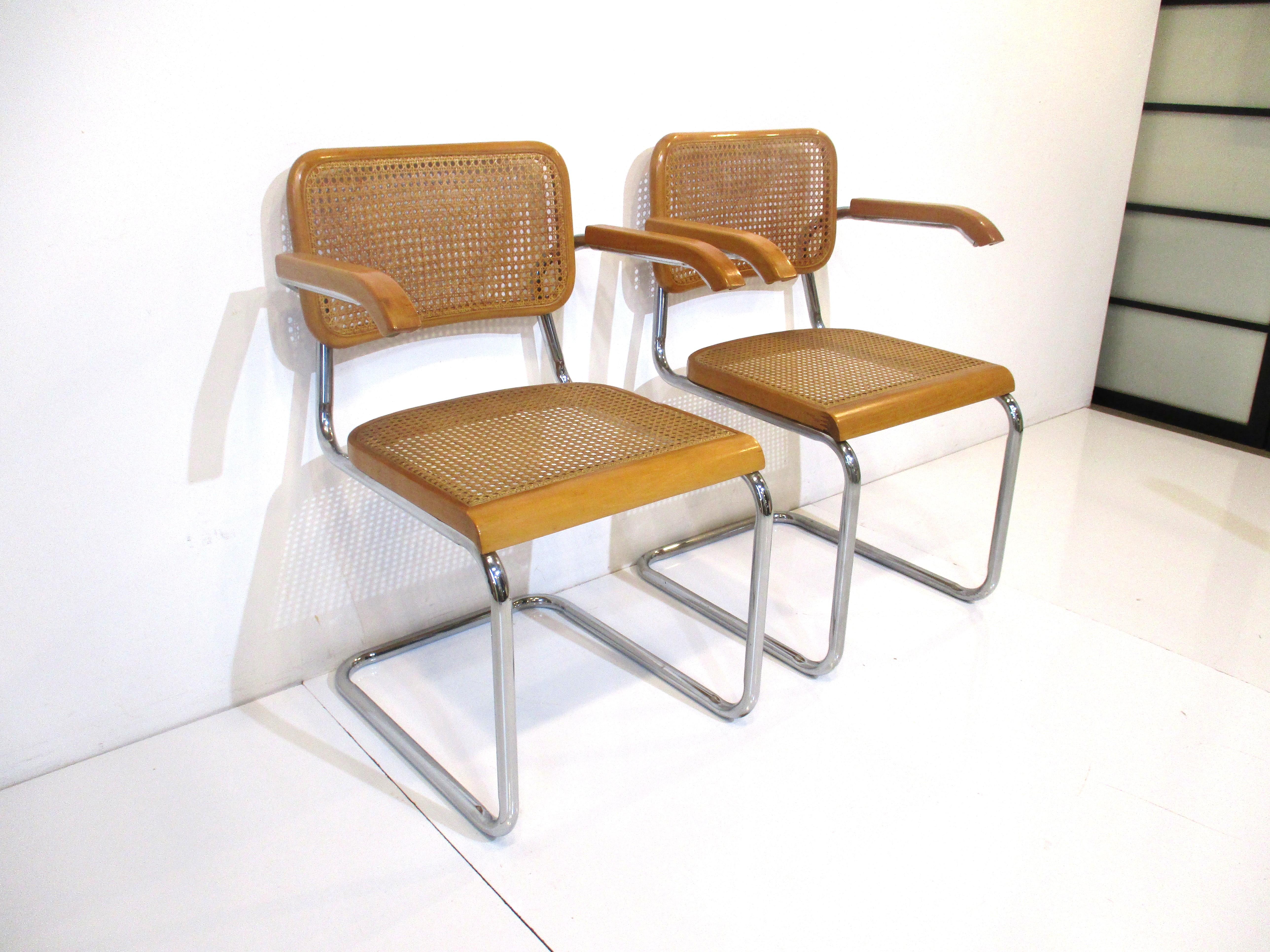 Cesca Arm Chairs by Marcel Breuer Italy  In Good Condition In Cincinnati, OH