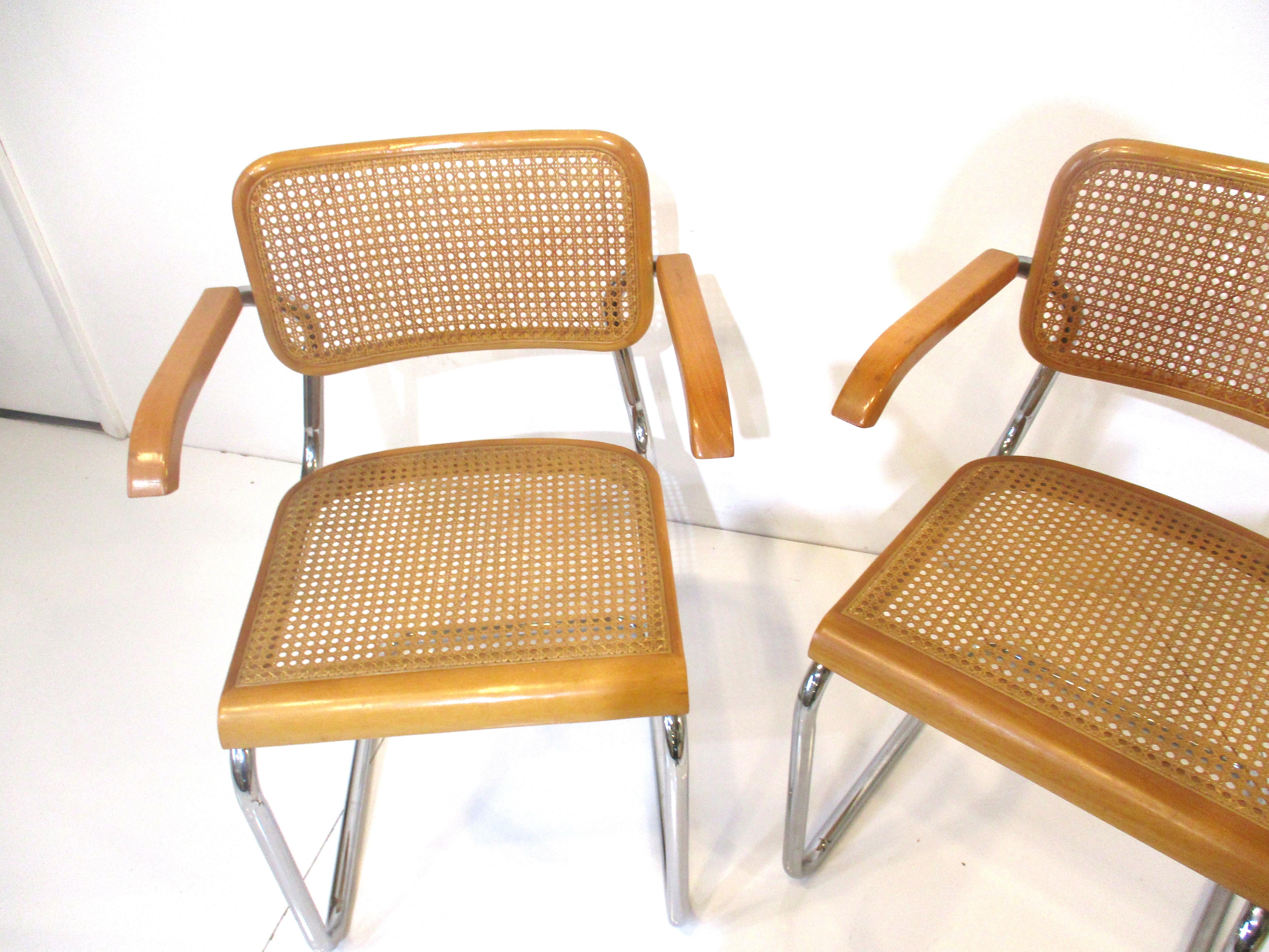 20th Century Cesca Arm Chairs by Marcel Breuer Italy 