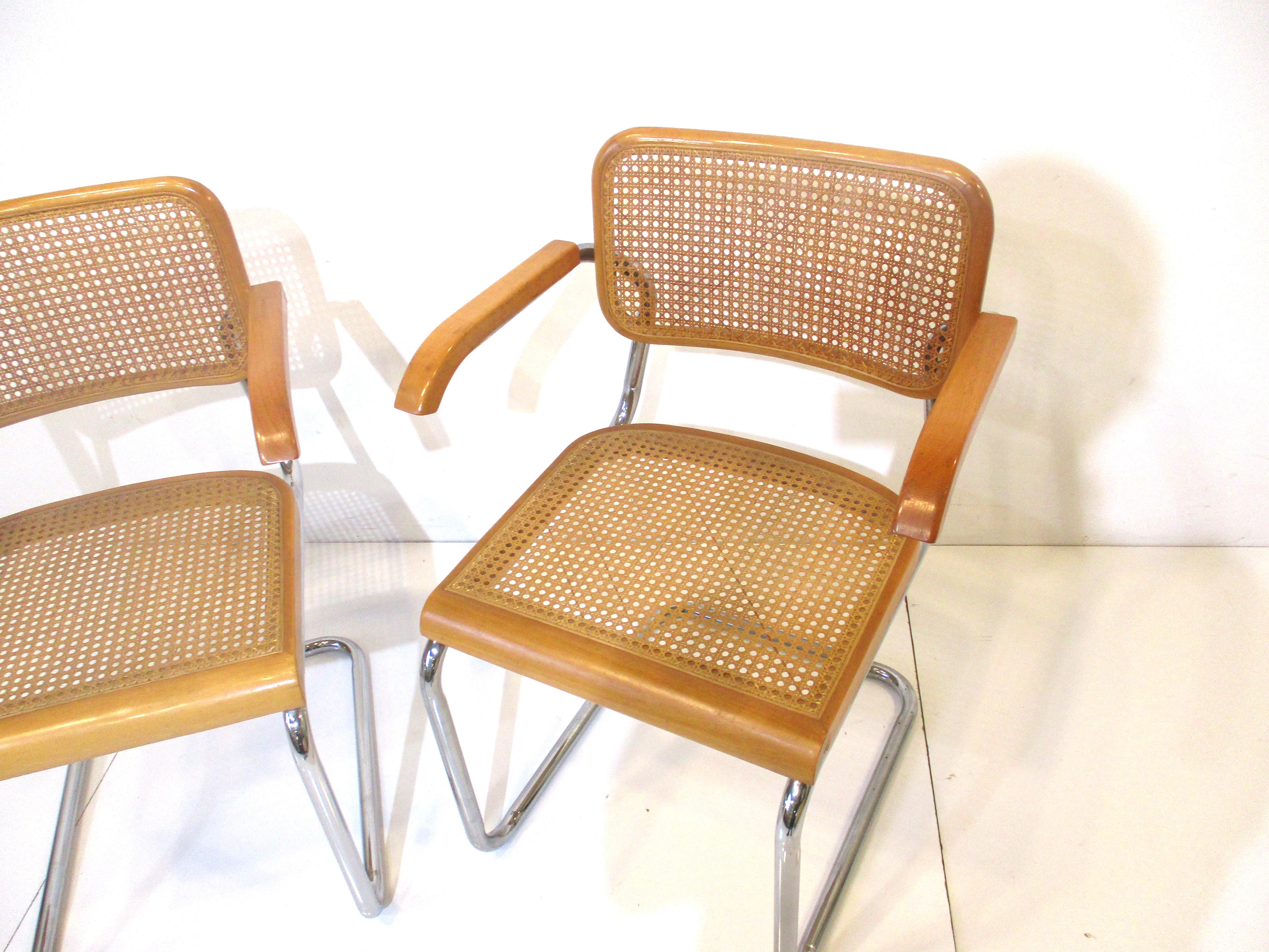 Cane Cesca Arm Chairs by Marcel Breuer Italy 