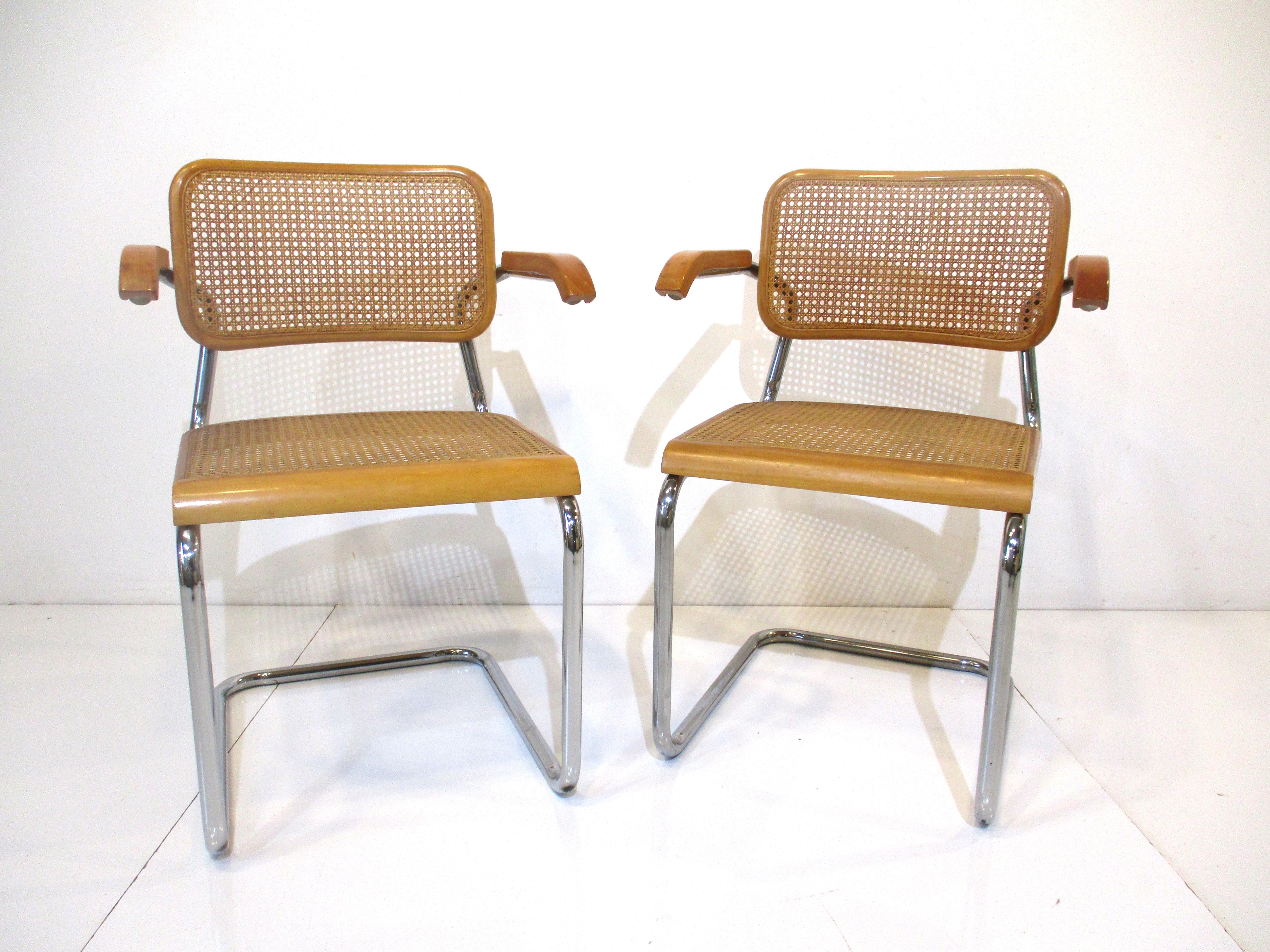Cesca Arm Chairs by Marcel Breuer Italy  1