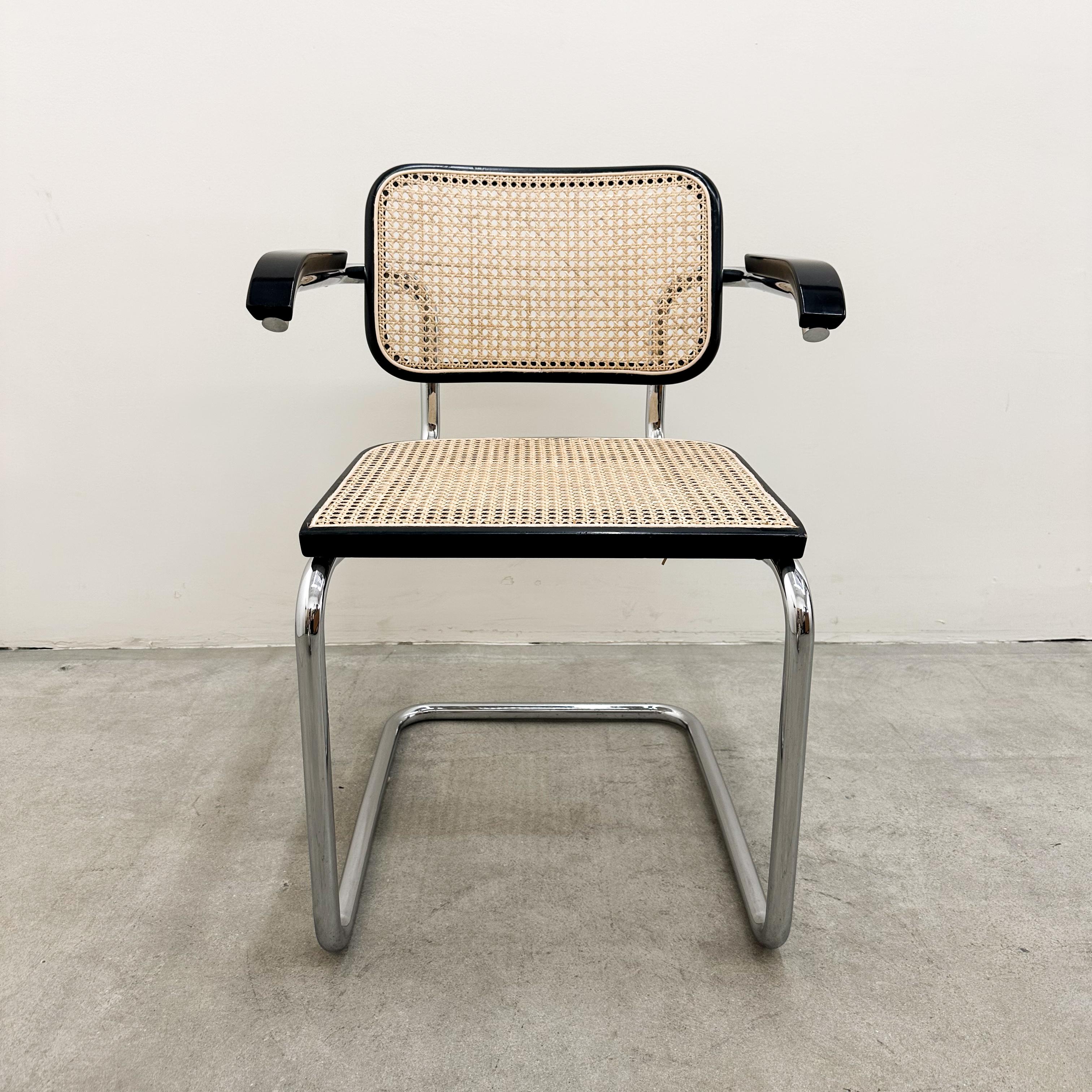 Mid-Century moderno Poltrona Cesca di Marcel Breuer per Gavina Knoll, Italia - Anni '70, Canna, Ebanizzata in vendita