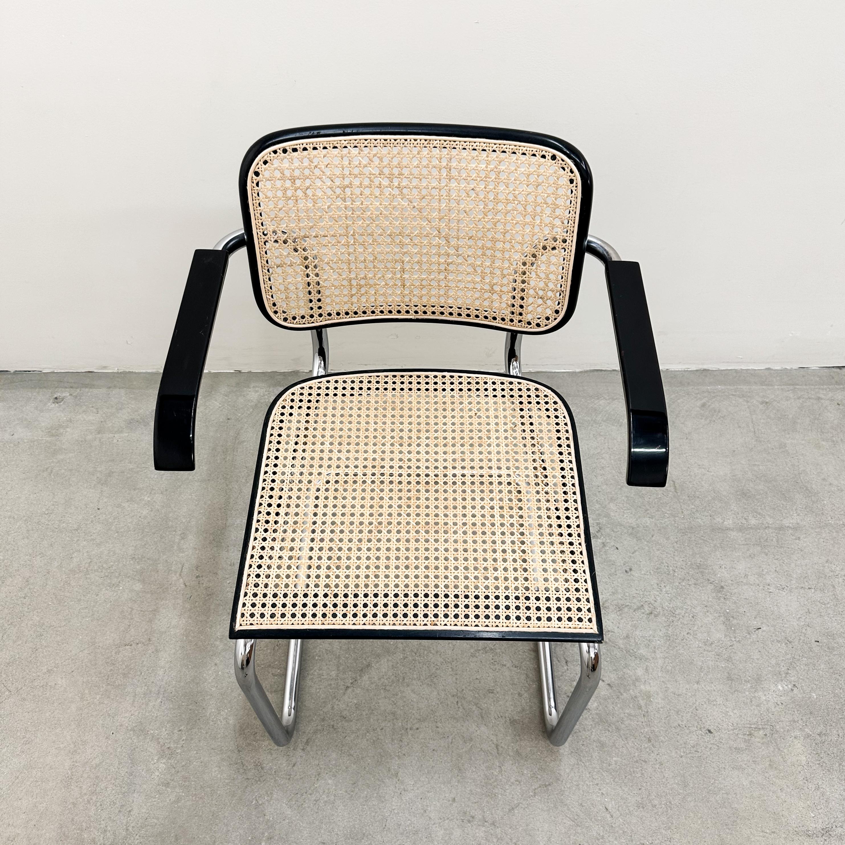 Poltrona Cesca di Marcel Breuer per Gavina Knoll, Italia - Anni '70, Canna, Ebanizzata In condizioni buone in vendita a Palm Desert, CA