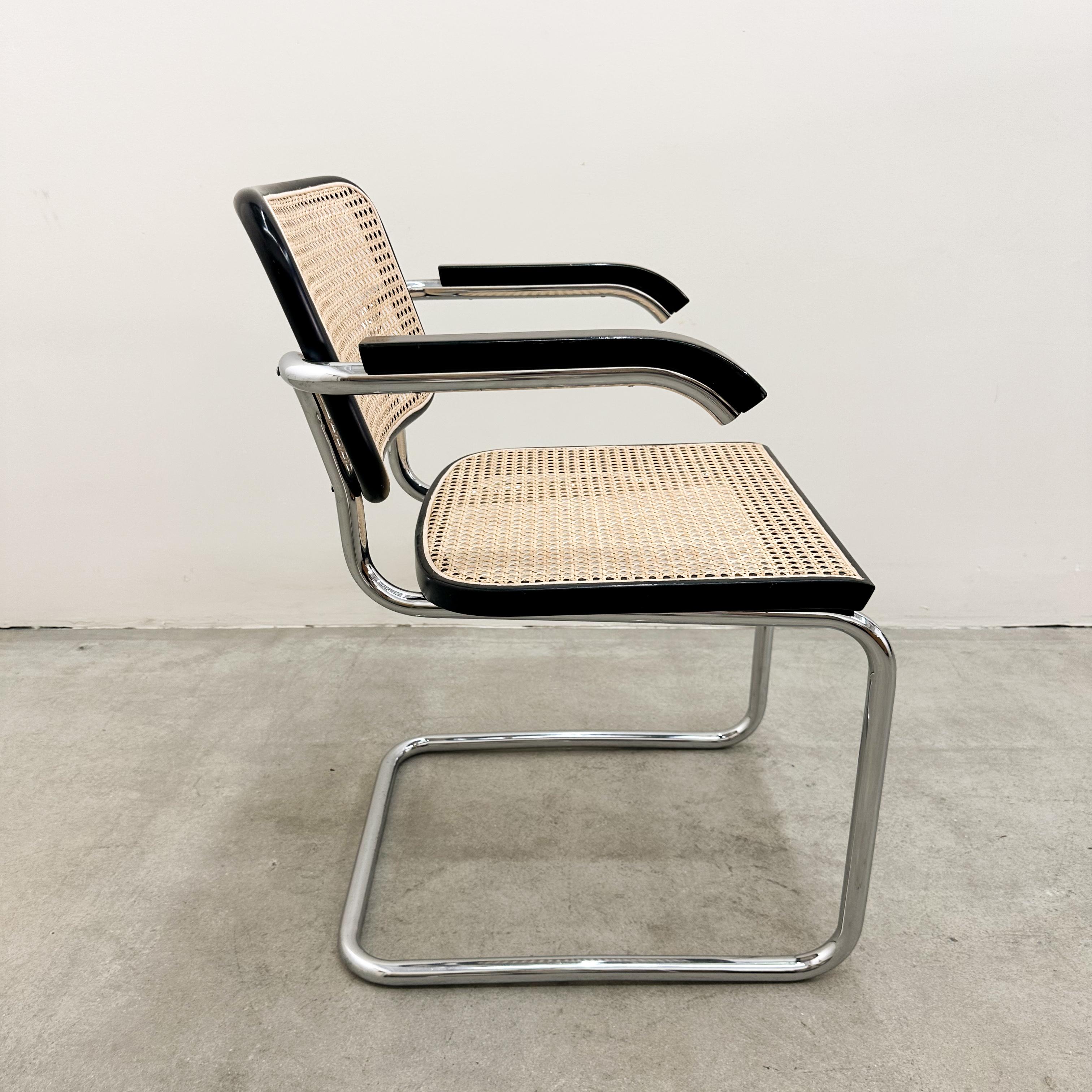 Poltrona Cesca di Marcel Breuer per Gavina Knoll, Italia - Anni '70, Canna, Ebanizzata in vendita 1