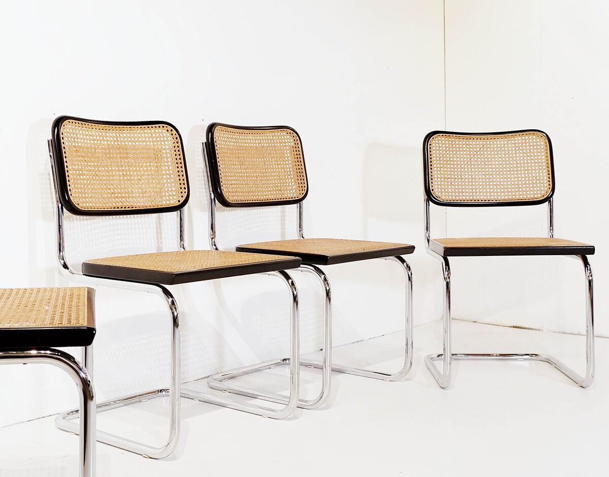 Mid-Century Modern Cesca B32 Chairs by Marcel Breuer, Gavina Edition, Set of 4