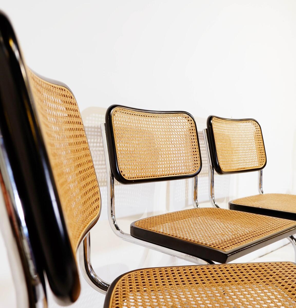 Italian Cesca B32 Chairs by Marcel Breuer, Gavina Edition, Set of 4