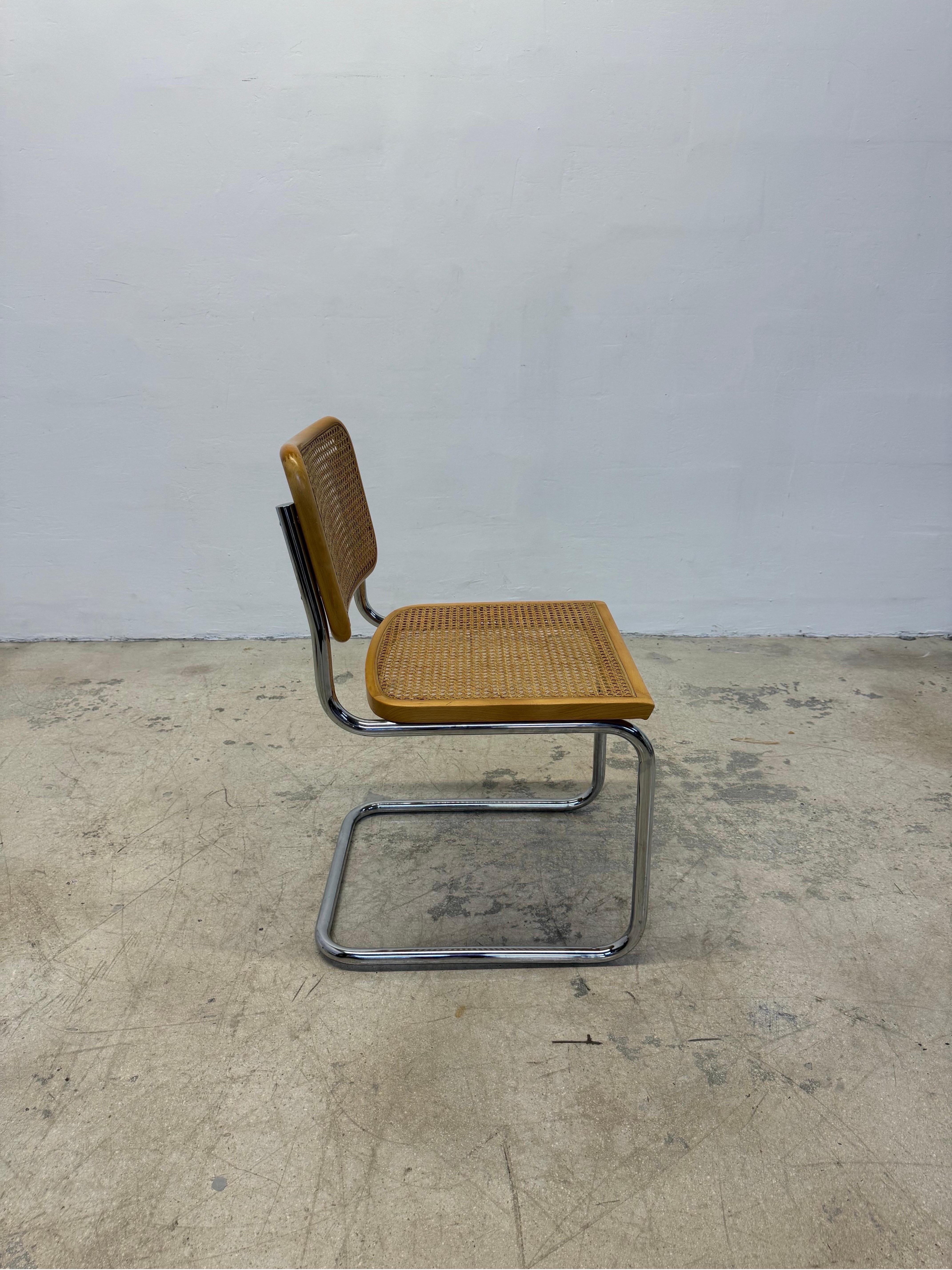 Italian Cesca Cantilevered Chrome and Cane Chair After Marcel Breuer, Italy 1970s For Sale