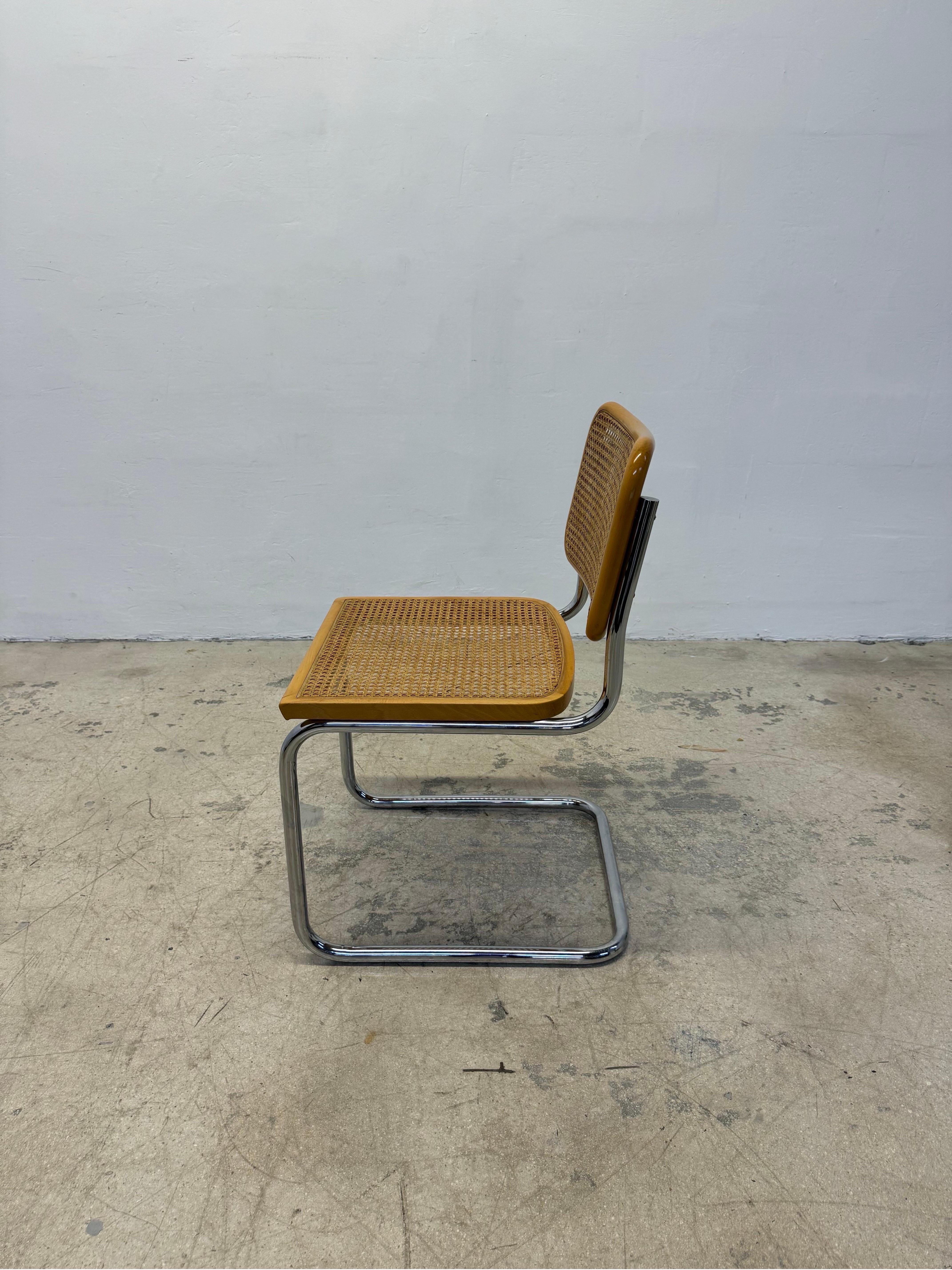 20th Century Cesca Cantilevered Chrome and Cane Chair After Marcel Breuer, Italy 1970s For Sale