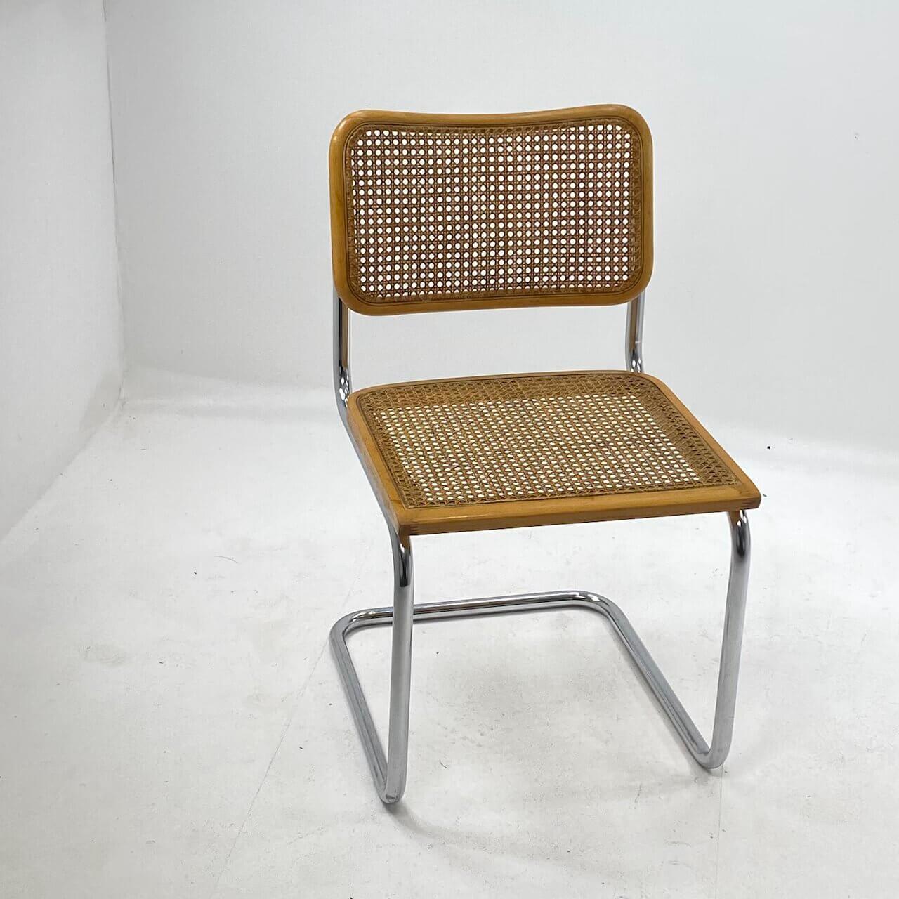 Cesca Chair B32, by Marcel Breuer, Brown Color, circa 1980, Italy, Set of Four 1