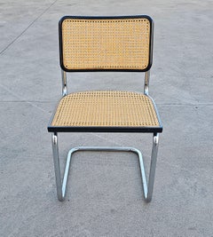 Cesca Chairs with Black Frames by Marcel Breuer attr. to Gavina, Italy 1960s