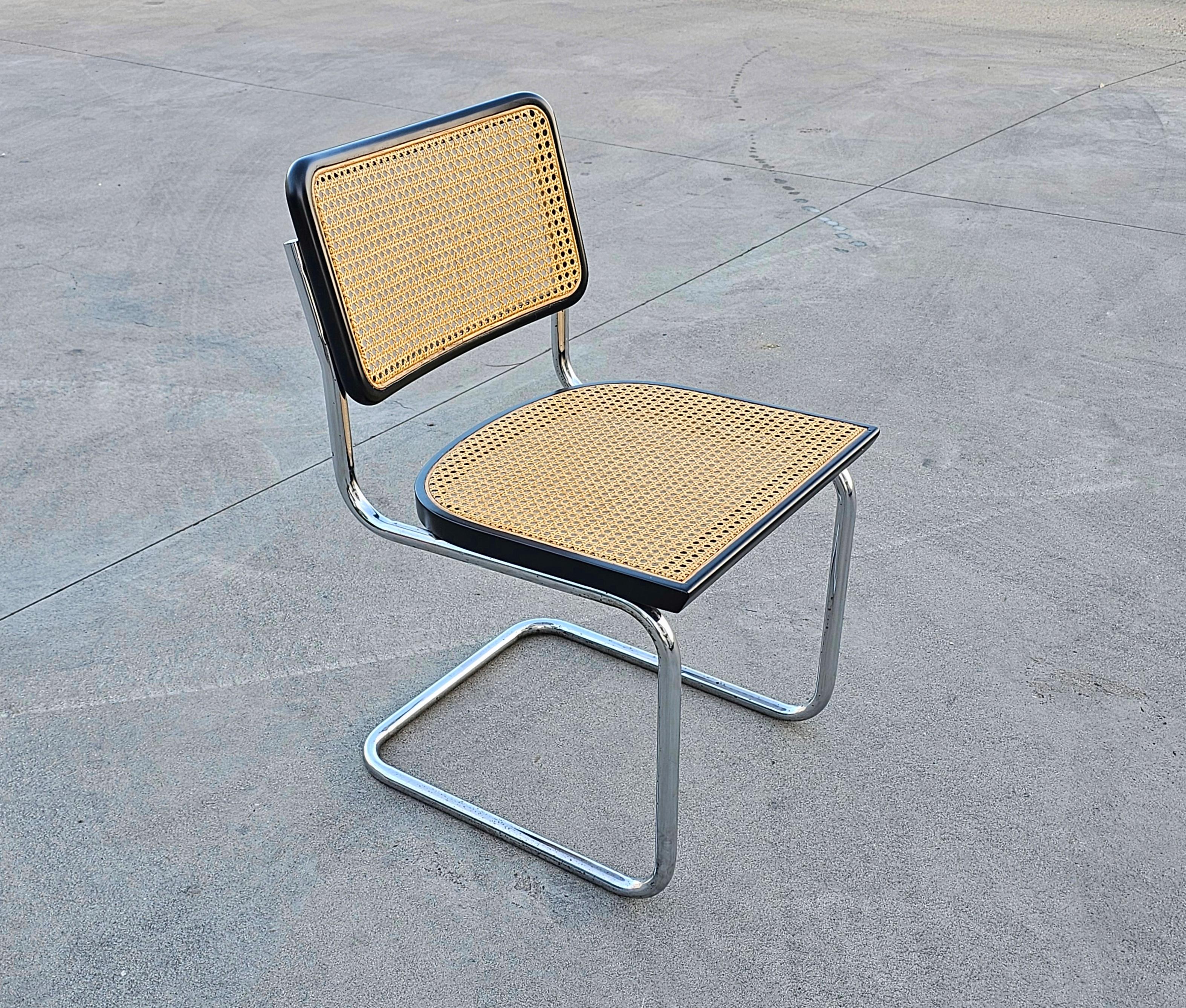 Bauhaus Cesca Chairs with Black Frames by Marcel Breuer attr. to Gavina, Italy 1960s For Sale