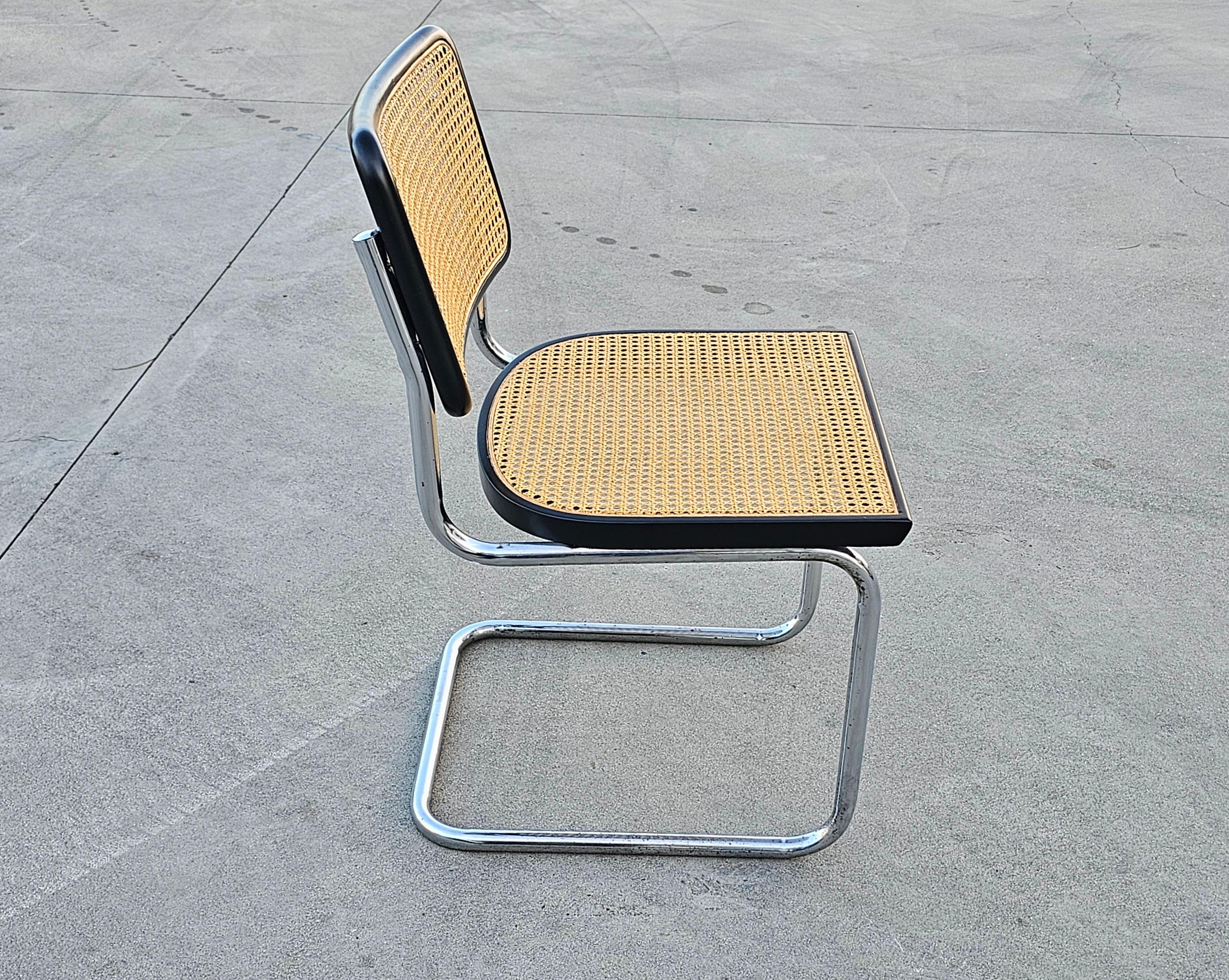 Italian Cesca Chairs with Black Frames by Marcel Breuer attr. to Gavina, Italy 1960s For Sale