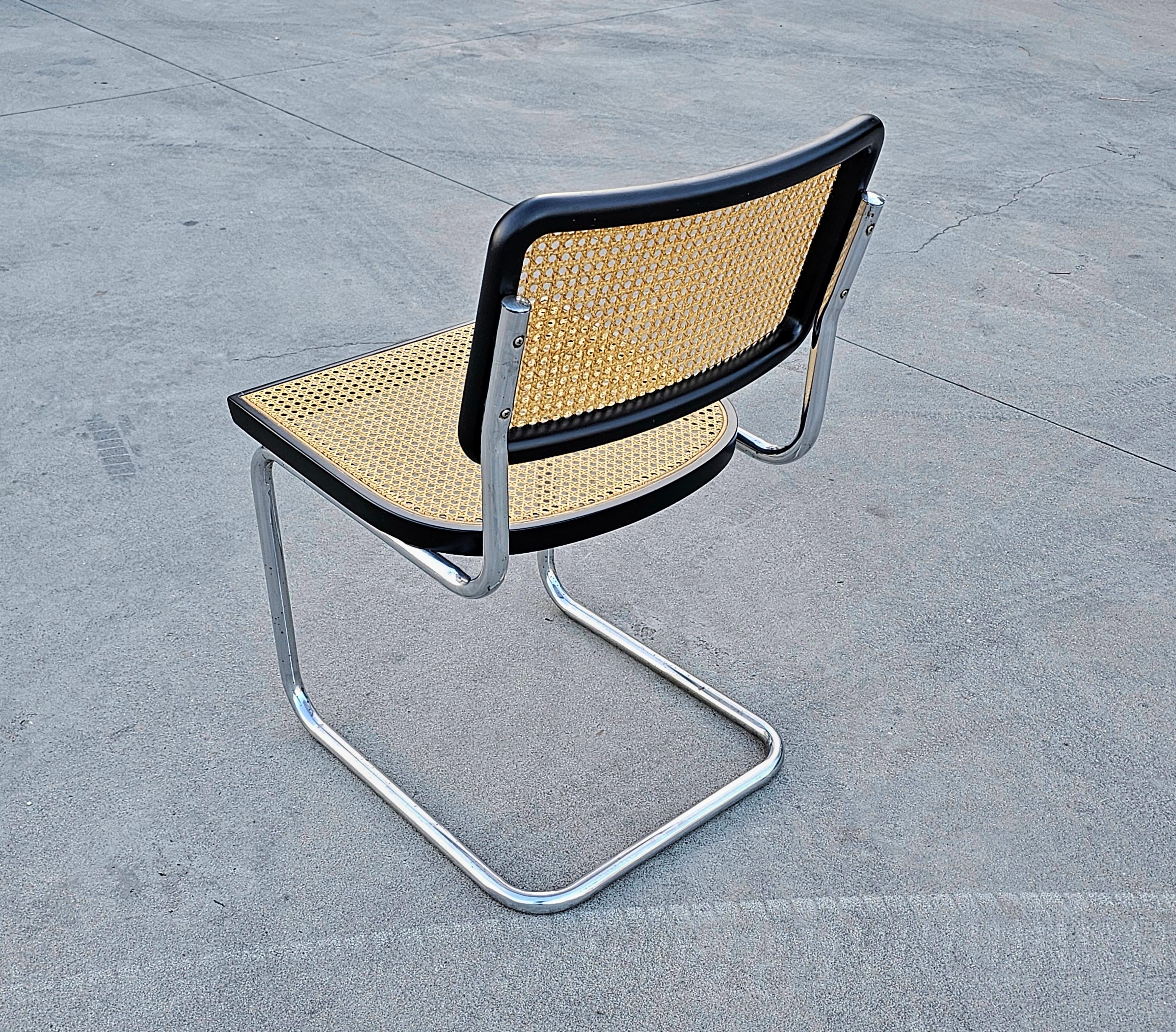 Mid-20th Century Cesca Chairs with Black Frames by Marcel Breuer attr. to Gavina, Italy 1960s For Sale