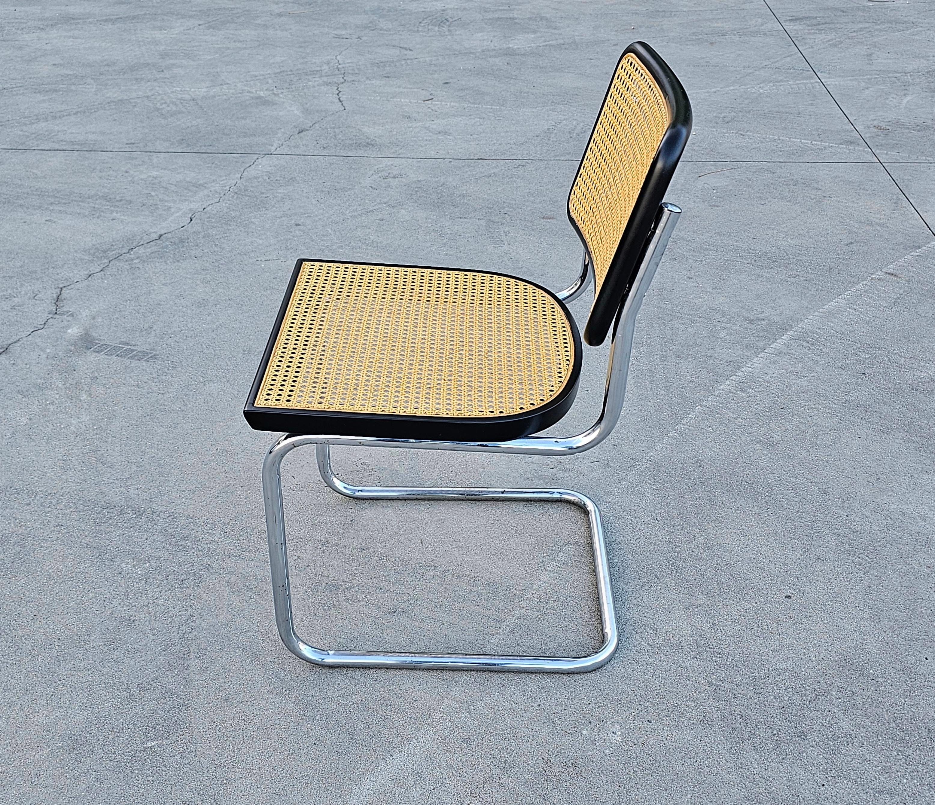 Cane Cesca Chairs with Black Frames by Marcel Breuer attr. to Gavina, Italy 1960s For Sale