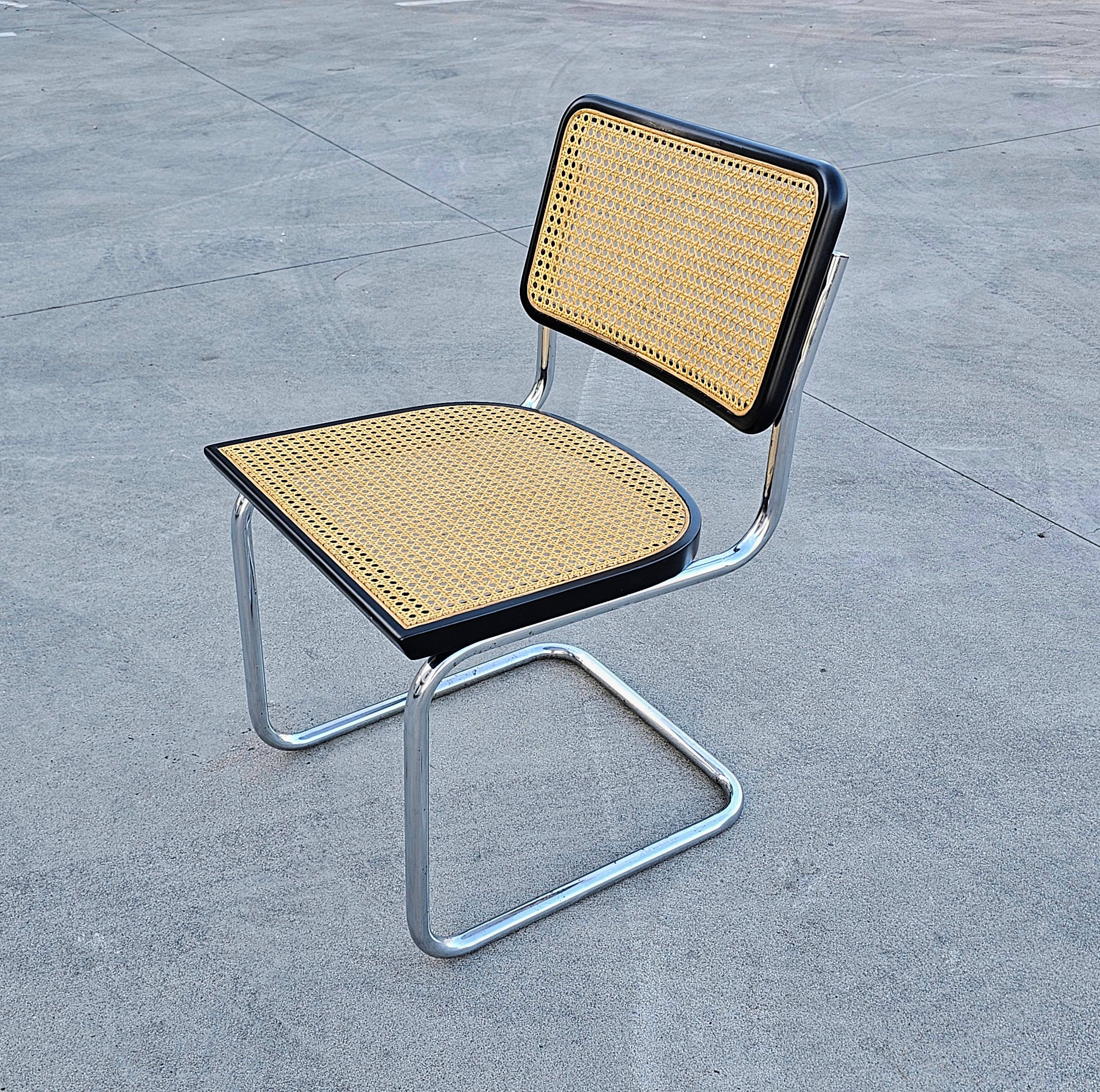 Cesca Chairs with Black Frames by Marcel Breuer attr. to Gavina, Italy 1960s For Sale 1