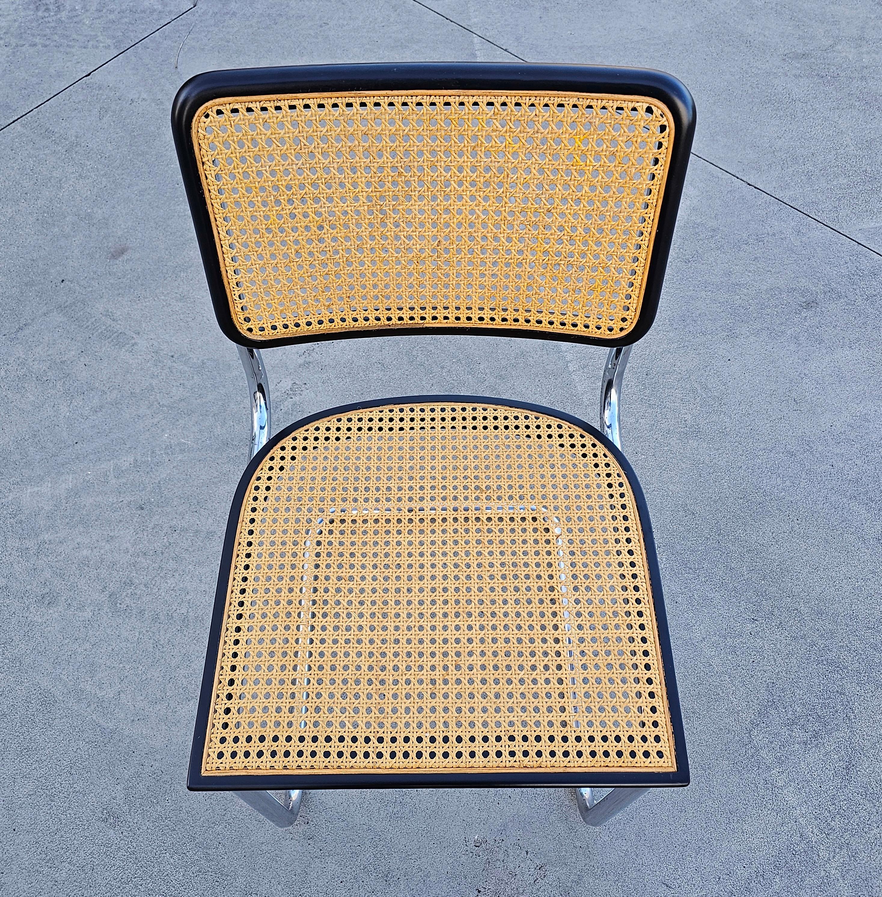 Cesca Chairs with Black Frames by Marcel Breuer attr. to Gavina, Italy 1960s For Sale 2