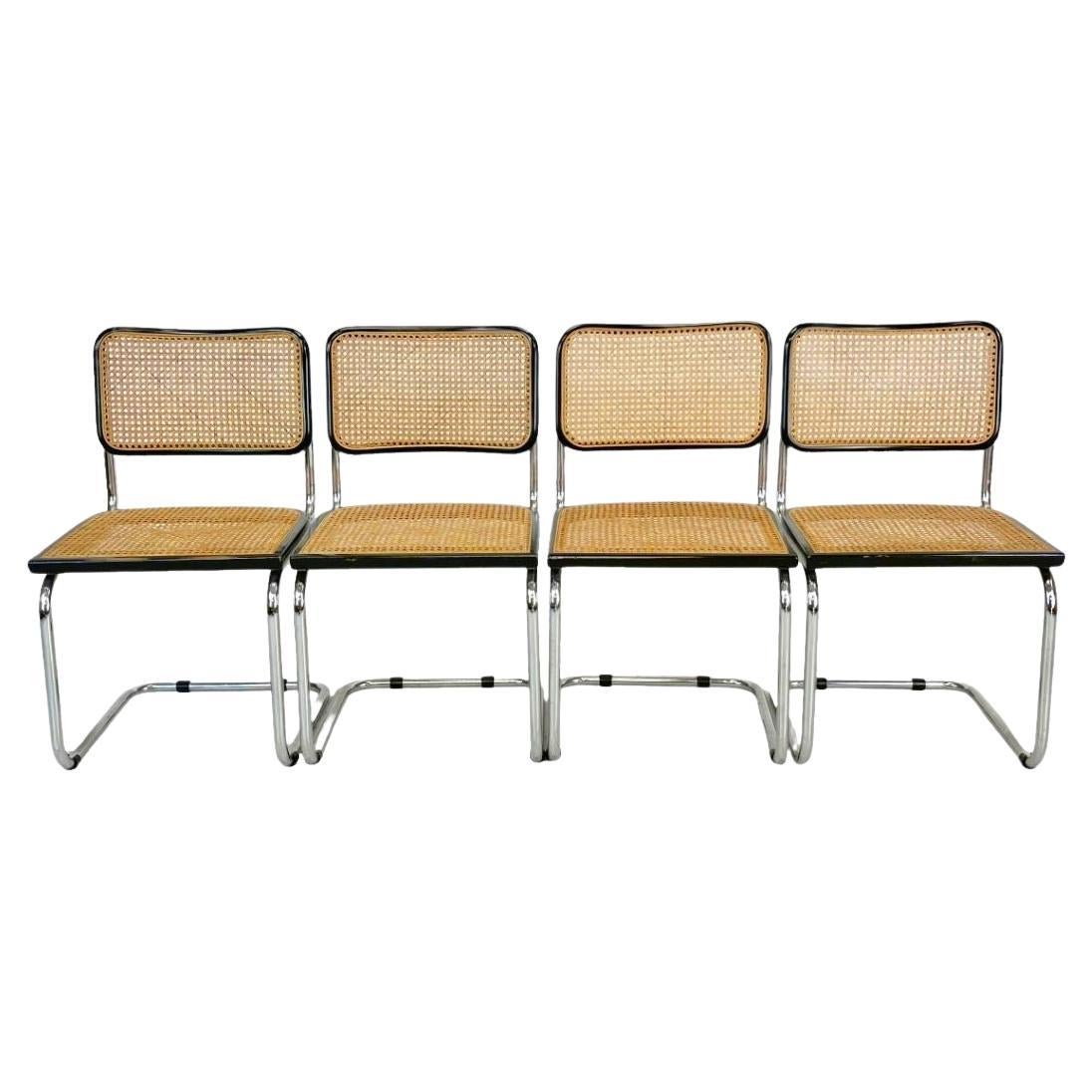 Cesca Chairs with Black Frames by Marcel Breuer attr. to Gavina, Italy 1960s For Sale