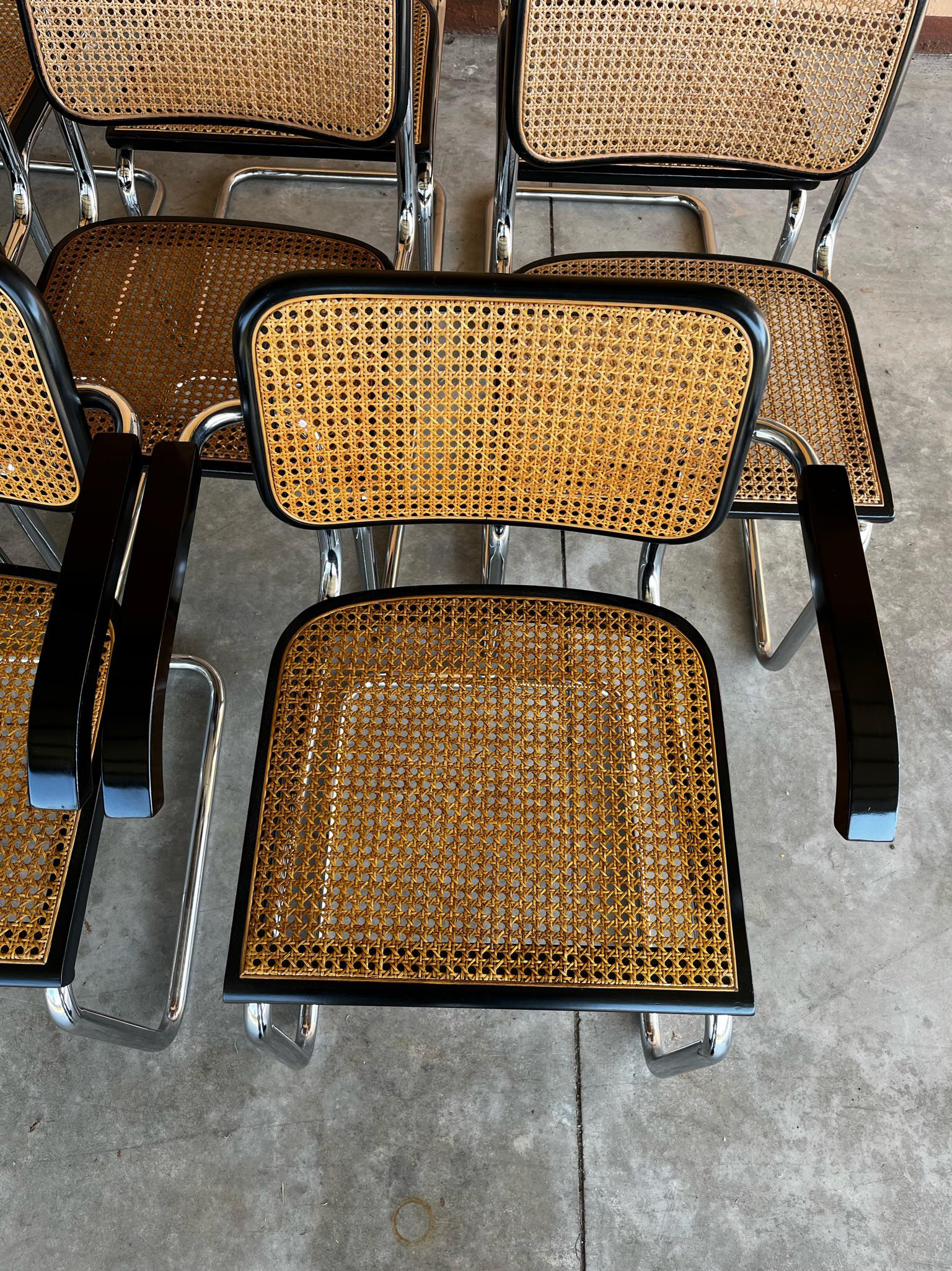 Late 20th Century Cesca Gavina 1970s Marcel Breuer Set of 8 pieces 2 armchairs 6 chairs