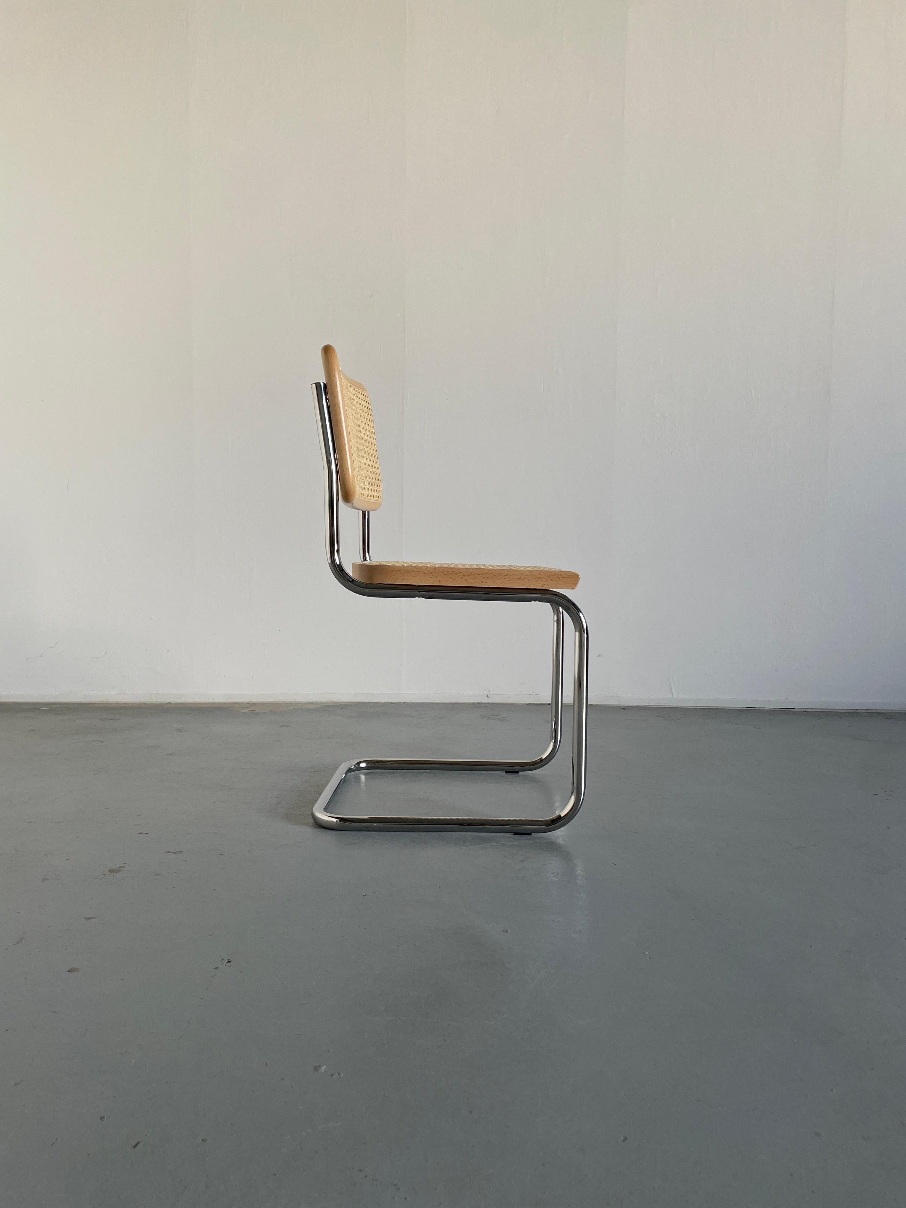 Steel Cesca Mid Century Cantilever Chair, Marcel Breuer B32 Design For Sale