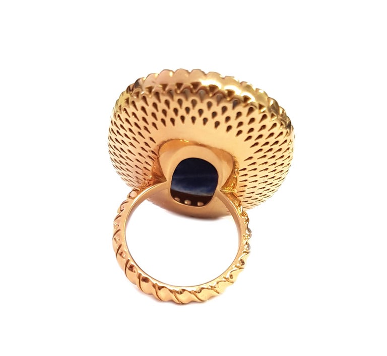 Contemporary 21st Century 18 Karat Rose Gold Sapphire and Diamond Cocktail Ring For Sale