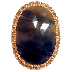 21st Century 18 Karat Rose Gold Sapphire and Diamond Cocktail Ring