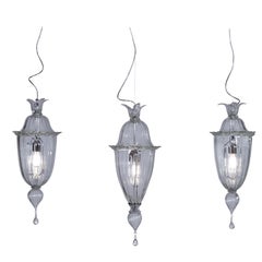 Italian Murano Glass Chandelier, 3-Light Transparent Cesendelli, Modern