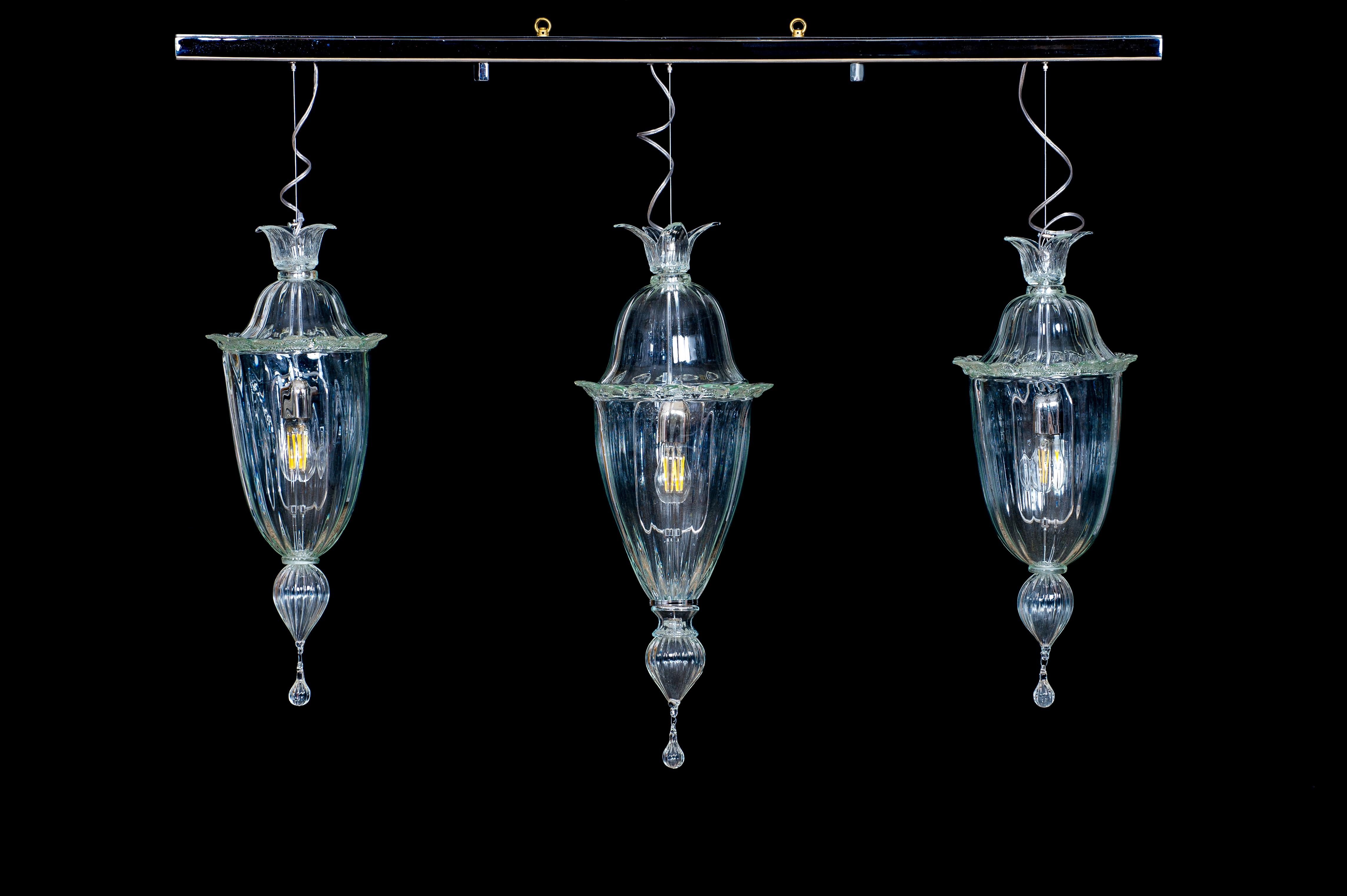 Italian Cesendelli Chandelier in Transparent Murano Glass Modern, Italy For Sale