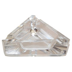 Ceska Crystal Prism Cut Triangle Ashtray Beveled Edges Art Deco Bohemian Glass 