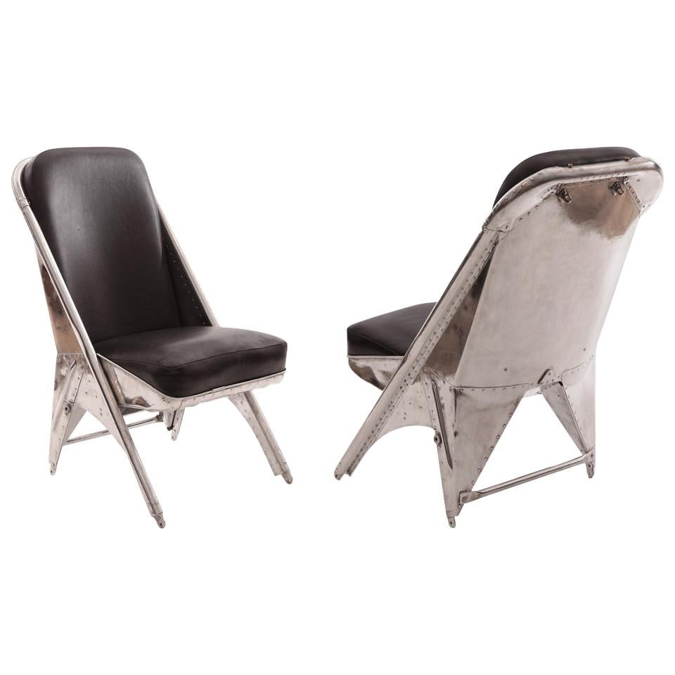 Cessna Leather Airplane Chairs with Riveted Aluminum